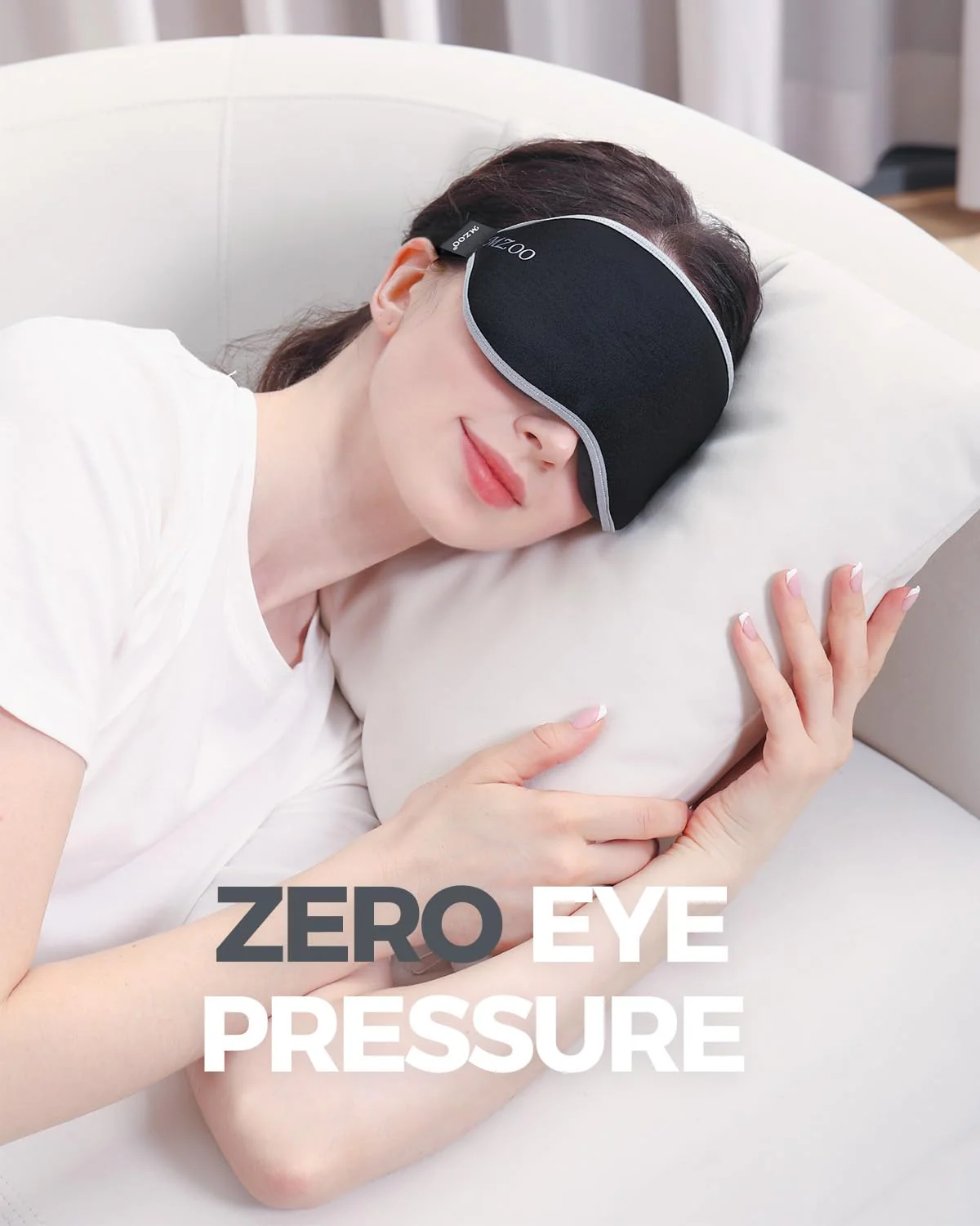 MZOO Luxury Sleep Mask for Back, Side Sleeper, Complete Light Blocking Sleeping Eye Mask Night Blindfold, 3D Zero Pressure & Spacious for Lash Extensions, Breathable Soft Eye Cover Flight Nap Travel - Image 5