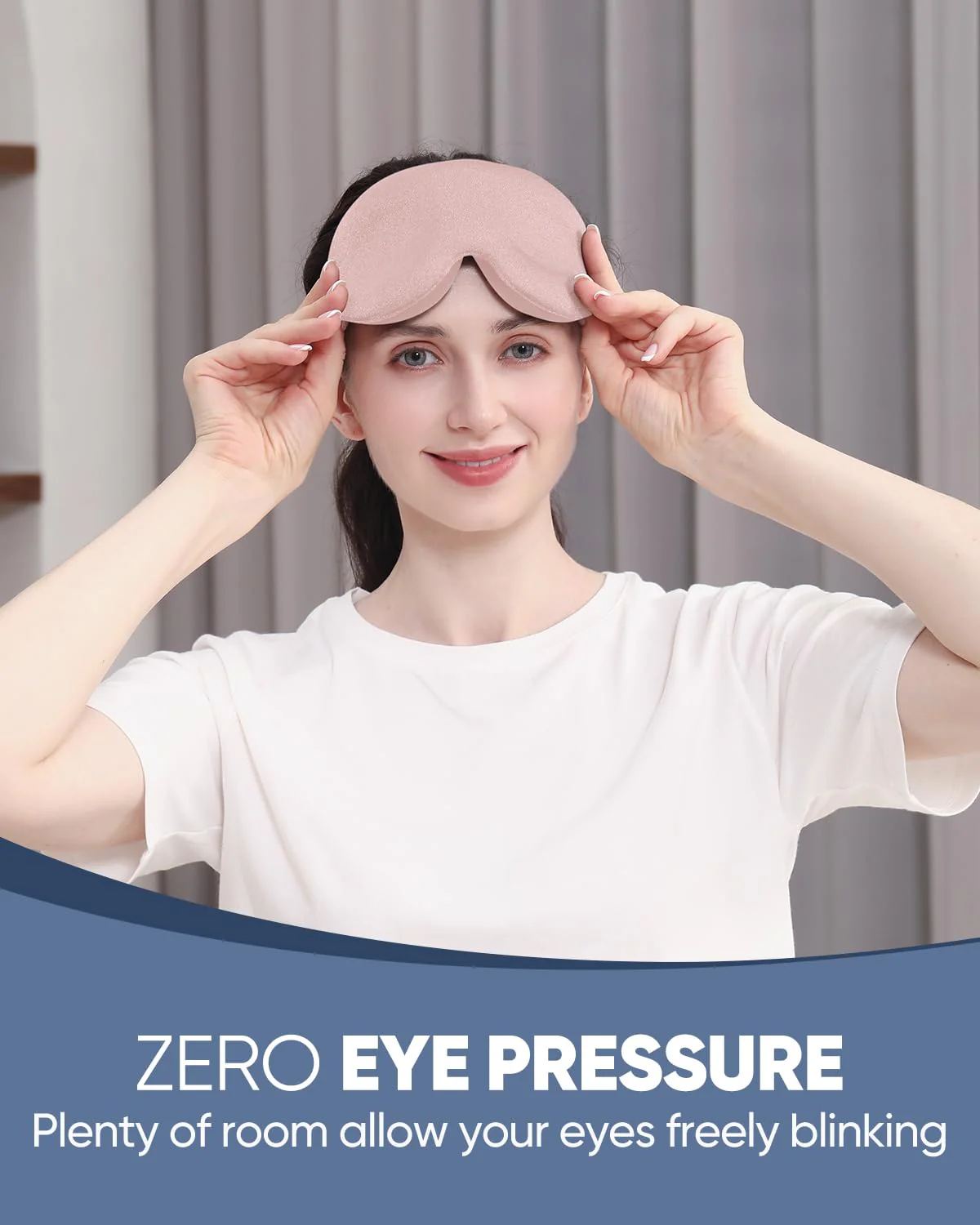 MZOO Sleep Eye Mask for Side Sleeper Men Women, Zero Eye Pressure 3D Sleeping Mask, Light Blocking Patented Design Night Blindfold, Soft Eye Shade Cover for Travel, Pink - Image 7