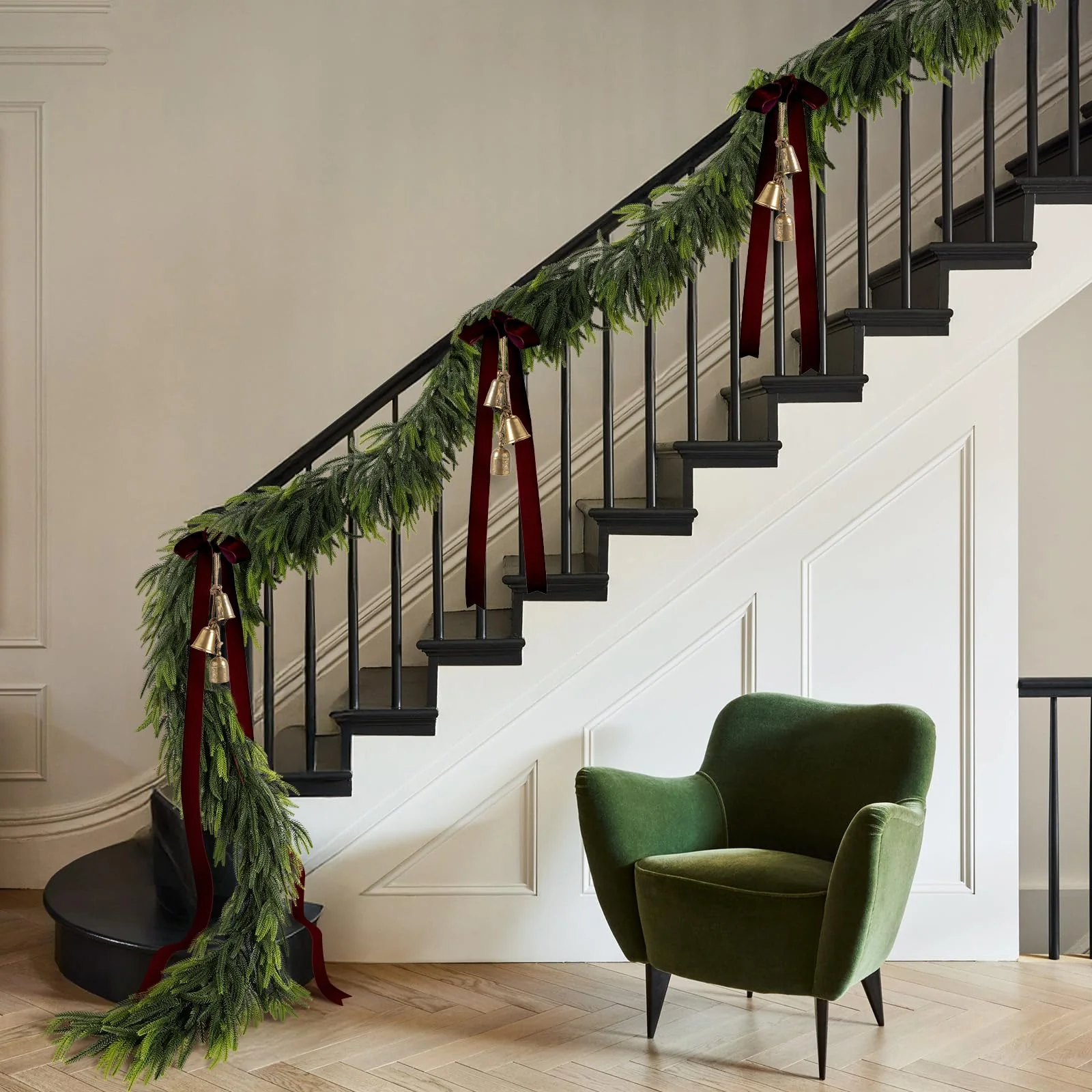 N&T NIETING 9FT Christmas Norfolk Pine Garland Real Touch Pine Artificial Garlands Faux Greenery Garland Winter Christmas Garland for Table Mantle Fireplace Indoor Outdoor Xmas Decorations (1 Pcs) - Image 3