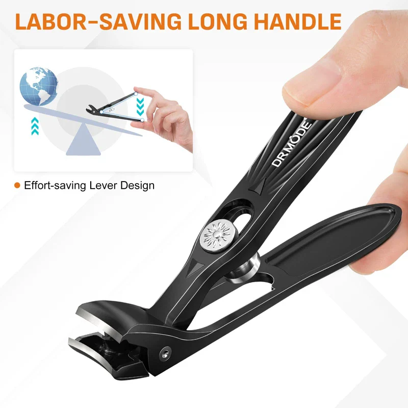 Nail Clippers for Thick Nails Seniors, DRMODE Angled Head Ergonomic Toe Nail Clippers with Wide Opening, Precision Large Finger Nail Clipper with Catcher Heavy Duty Nail Cutter Trimmer for Men Women - Image 4