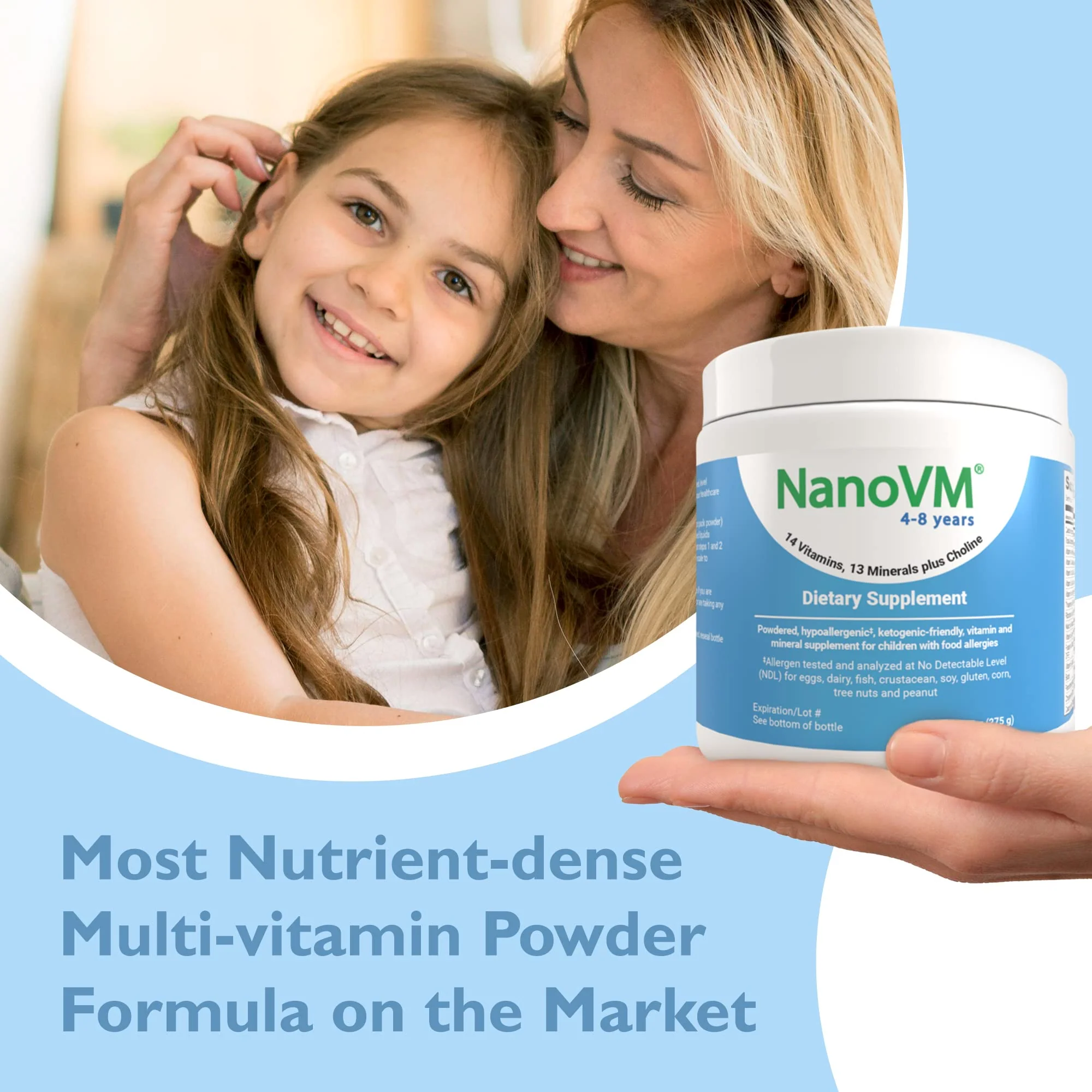 NanoVM 4-8 Years, Allergen-Free Kids Multivitamin, Unflavored Powdered Vitamins, Multivitamin Powder with 14 Vitamins & 13 Minerals, Low-Carbohydrate Vitamin Supplements, 275g - Solace Nutrition - Image 2