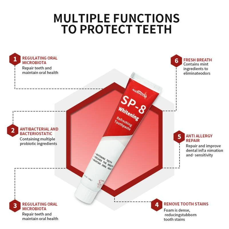 NASHUDA SP-8[Triple Whitening]Probiotic Whitening Toothpaste, Free of Fluoride,Hydrpxyapatite, Anti plaque, Oral Health Management - Specification: 1 PCS - Image 3