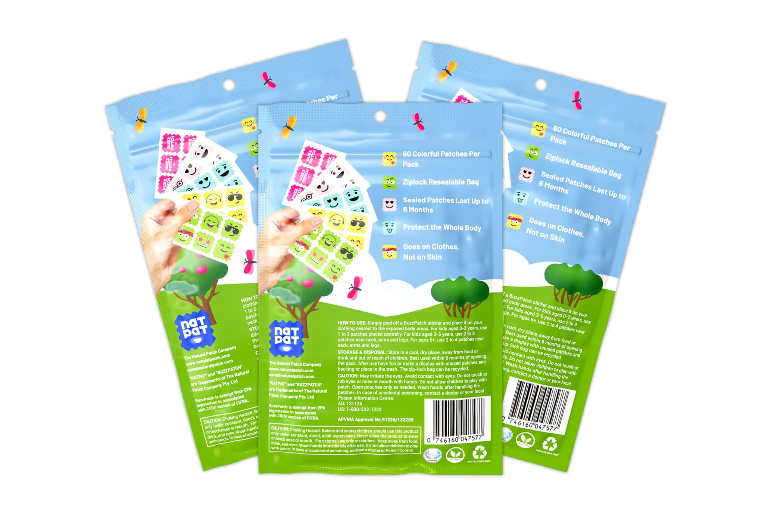NATPAT Buzz Patch Mosquito Patch Stickers for Kids (3 pack, 180 stickers) - The Original All Natural Citronella Essential Oil Insect Patch, Plant Based Ingredients, Non-Toxic, DEET Free, for Toddlers, - Image 2