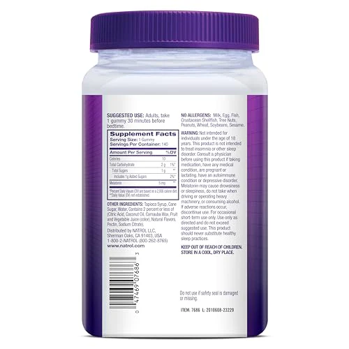 Natrol Melatonin Gummies, Sleep Support, 140 Strawberry-Flavored Adult Melatonin Gummies, 5 mg Sleep Aids for Adults - Image 2