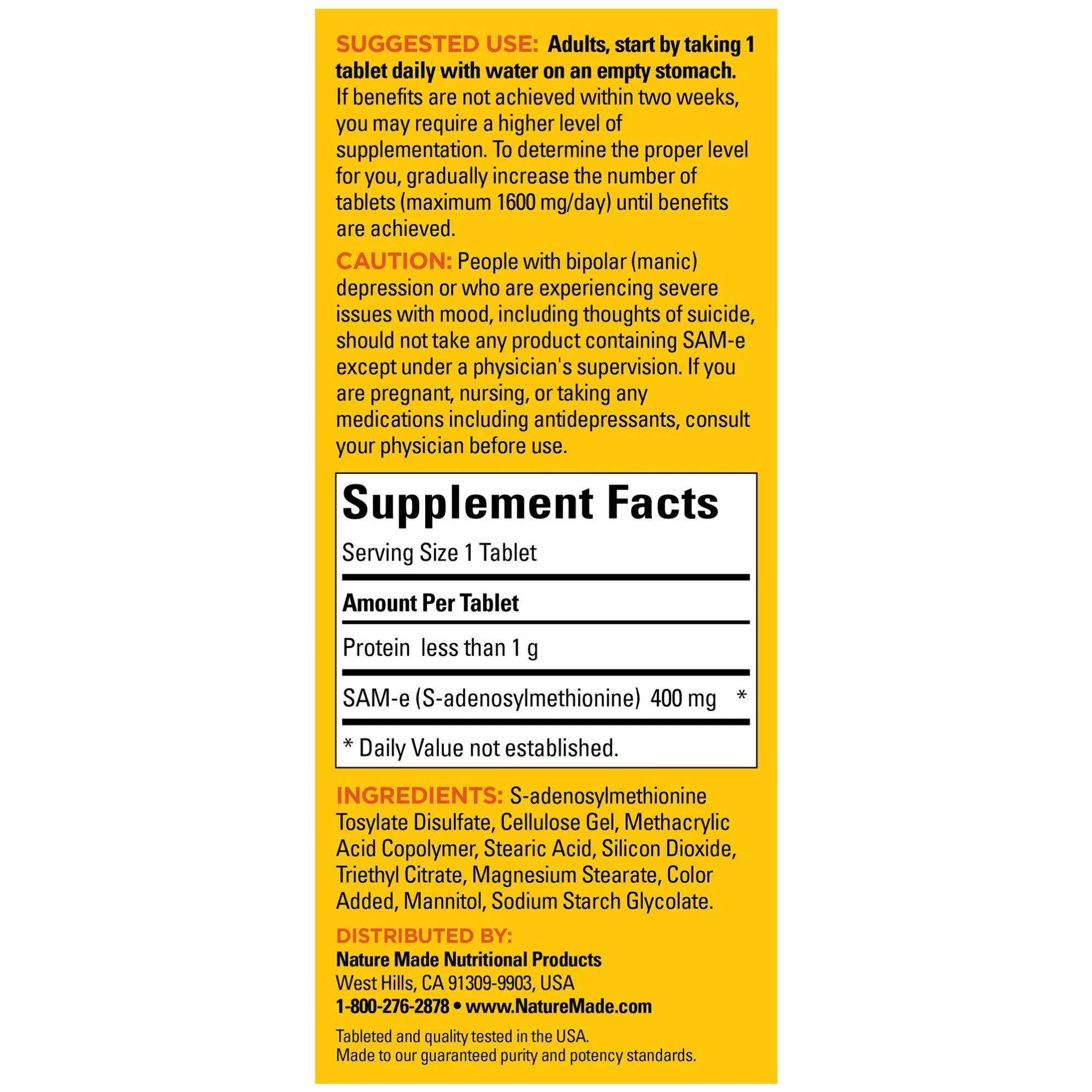 Nature Made SAM-e Complete 400 mg, Dietary Supplement for Mood Support, 36 Tablets, 36 Day Supply - Image 6
