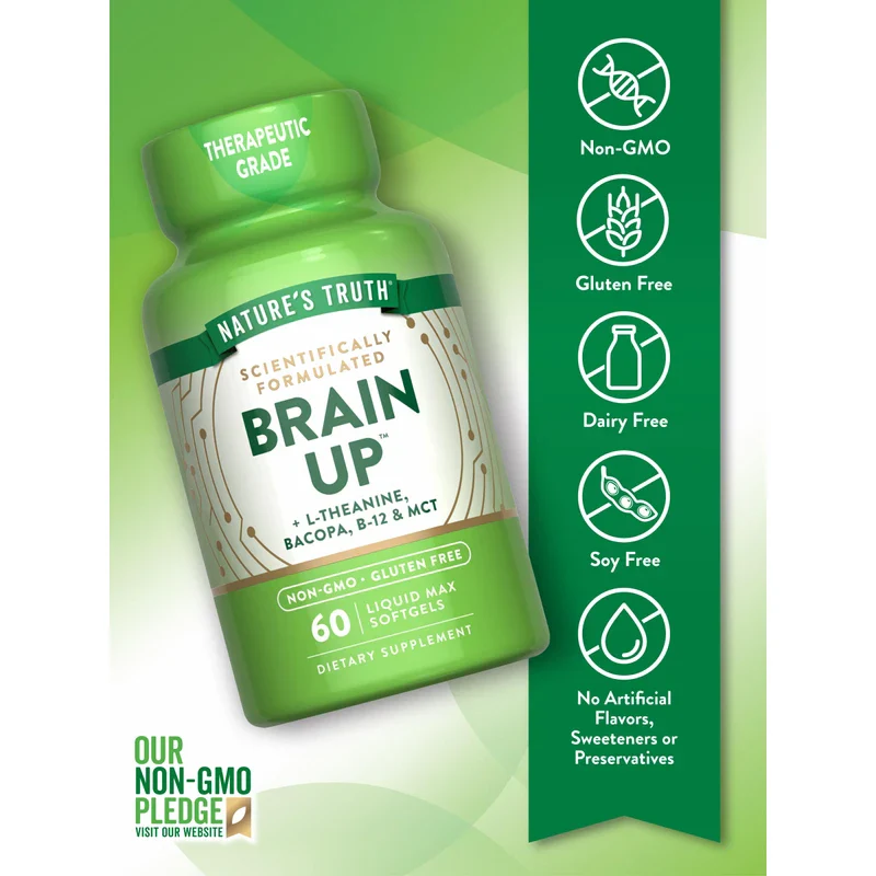 Nature's Truth Brain Up Softgels | 60 Liquid Softgels | Gluten Free Supplement - Image 3