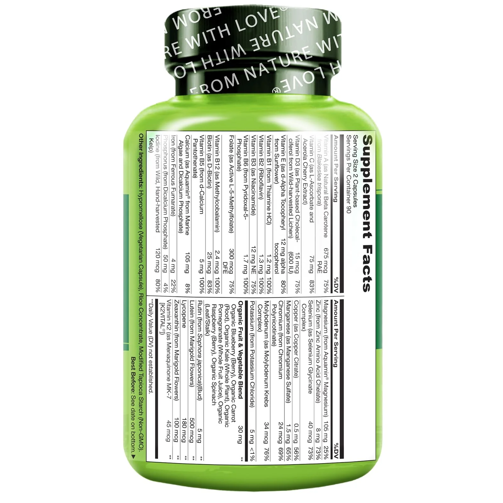 NATURELO Teen Multivitamin - Whole Food Multivitamin - with Minerals for Teenage Boys & Girls - Supplement for Active Kids - Non-GMO - Vegan & Vegetarian - 180 Capsules - Image 9