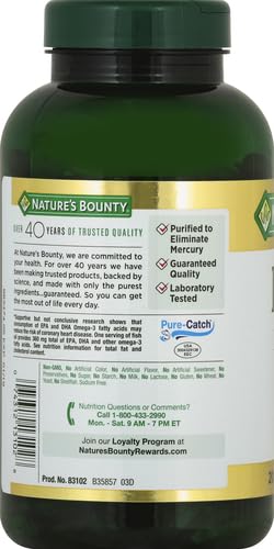 Nature's Bounty Fish Oil Omega 3 Supplements - Supports Heart Health,1200 Mg Fish Oil,Omega-3,200 Softgels,(Pack of 3) - Image 4