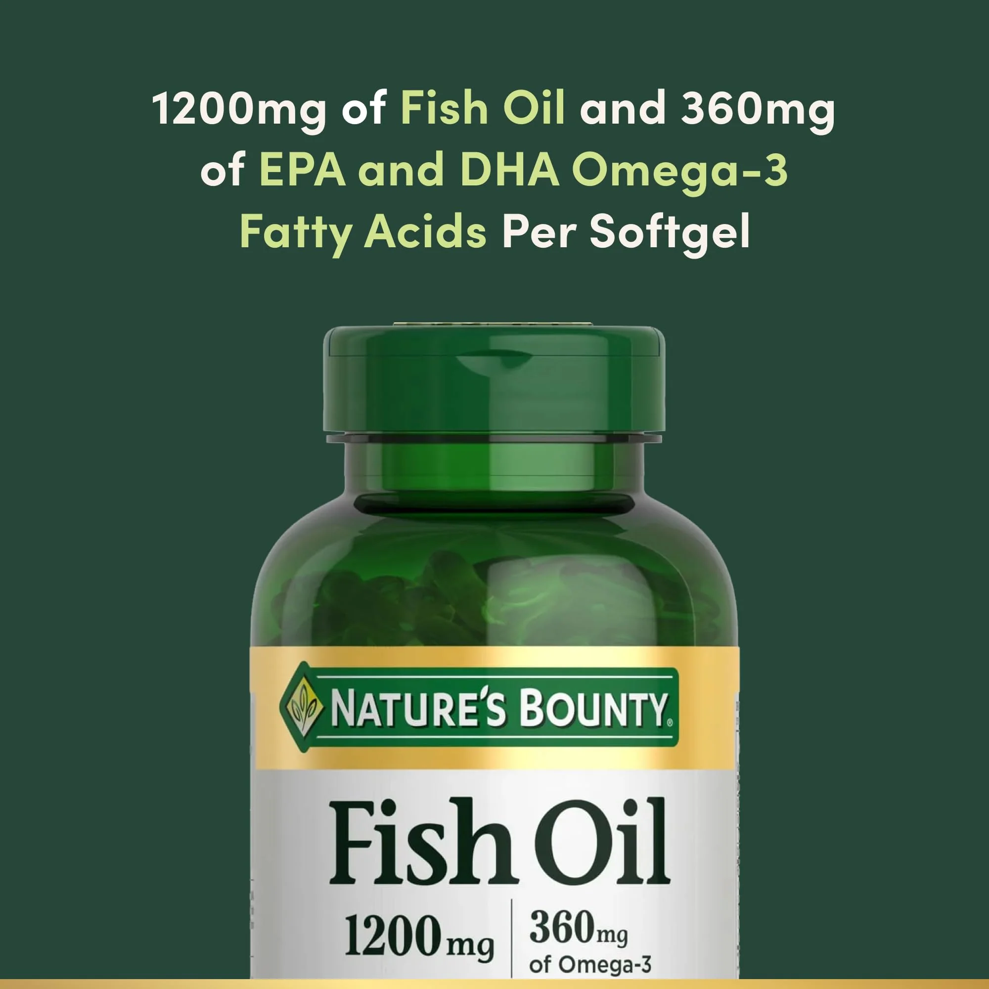Nature's Bounty Fish Oil Omega 3 Supplements - Supports Heart Health,1200 Mg Fish Oil,Omega-3,200 Softgels,(Pack of 3) - Image 9