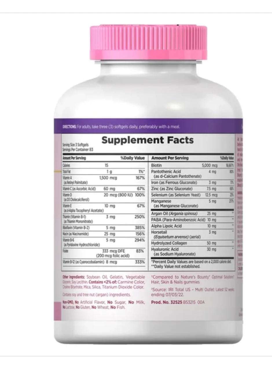 Nature's Bounty Hair, Skin and Nails, 250 Softgels (2 Pack) - Image 2