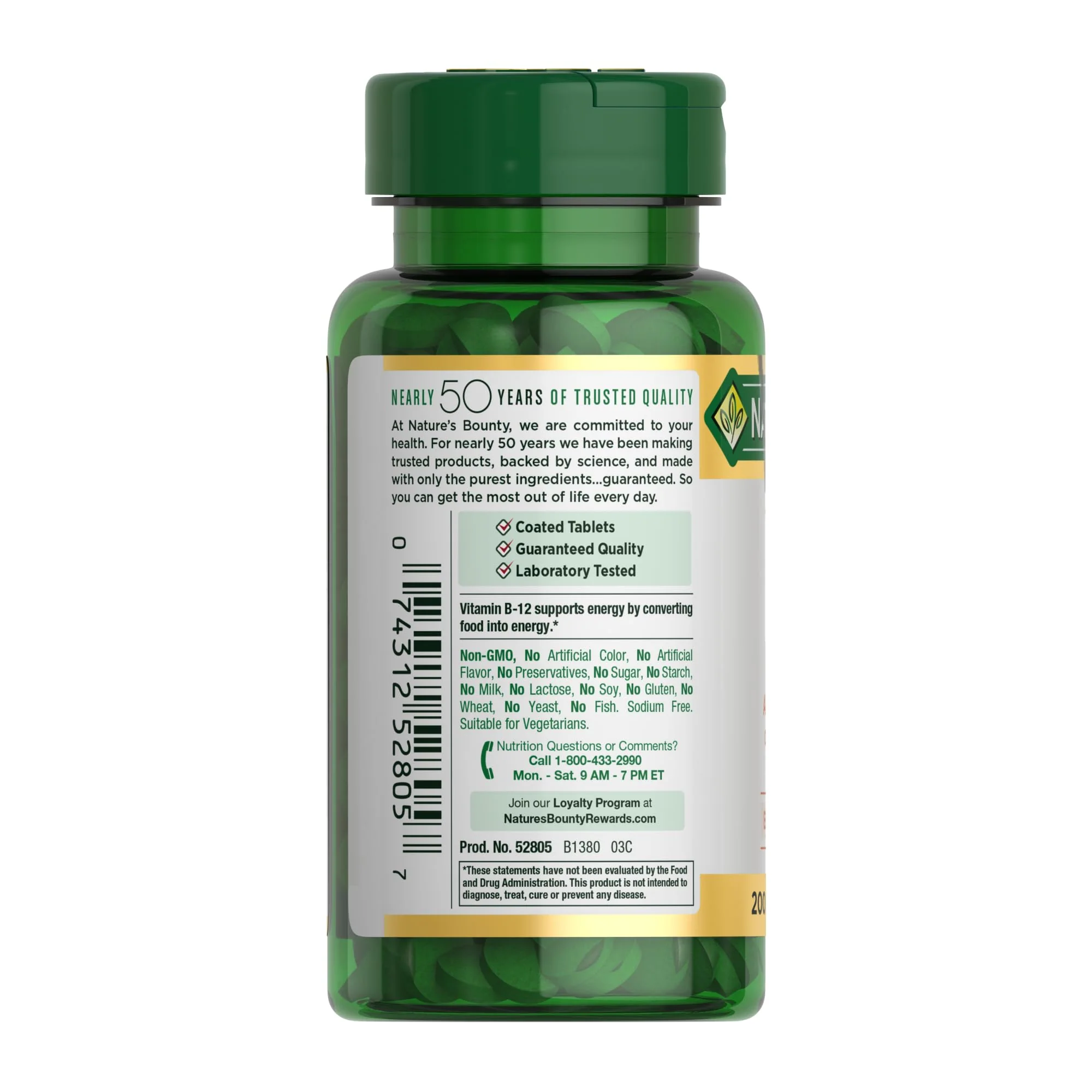 Nature's Bounty Vitamin B12 1000 mcg Supplements,Supports Energy Metabolism,200 Ct,(Pack of 2) - Image 7