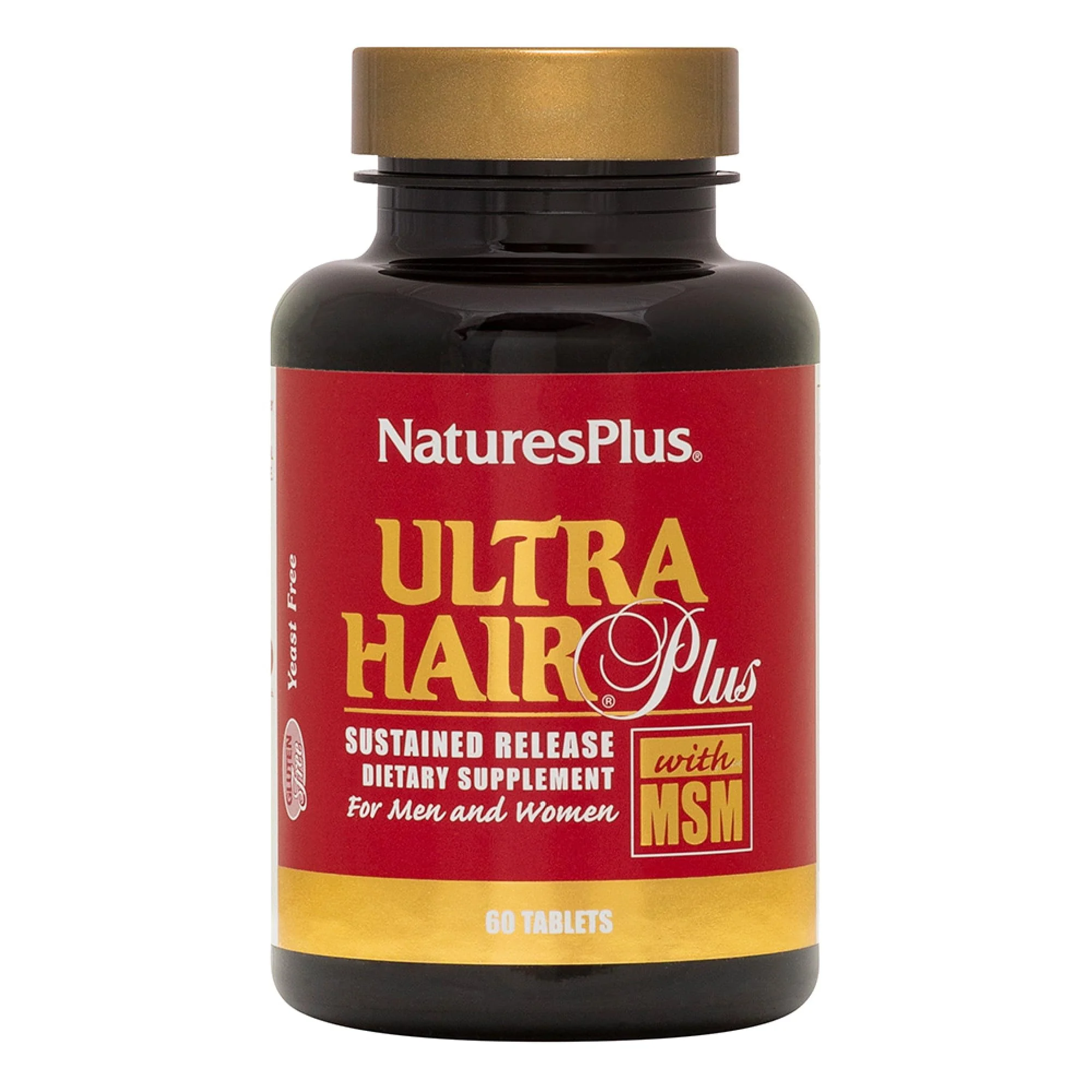 Natures Plus Ultra Hair, Sustained Release - 60 Vegetarian Tablets - Natural Hair Growth Supplement for Men & Women - Longer, Thicker Hair - Gluten-Free - 30 Servings