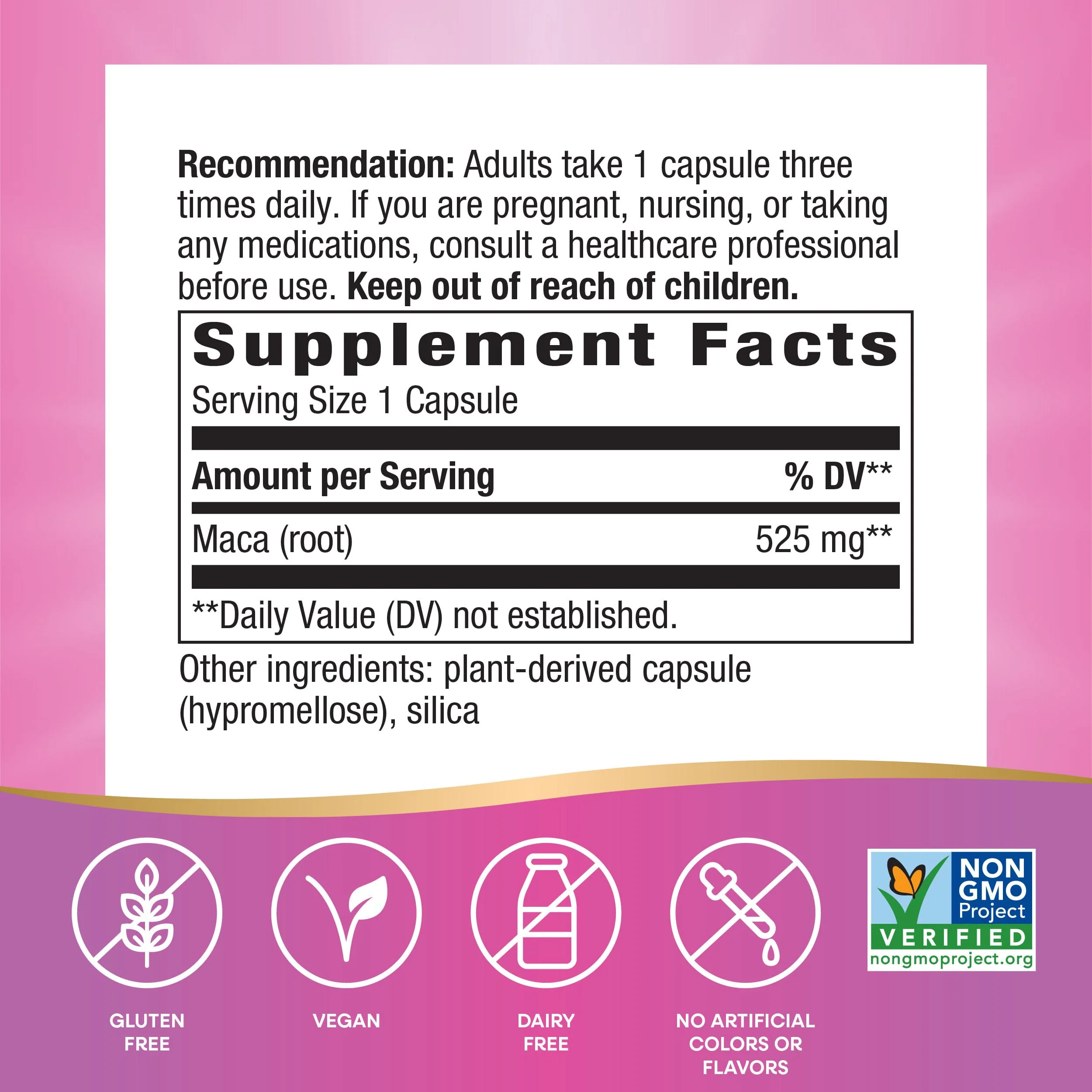 Nature's Way Maca Root, Traditional Libido Support*, 525 mg per Serving, Non-GMO Project Verified, 100 Vegan Capsules (Packaging May Vary) - Image 6