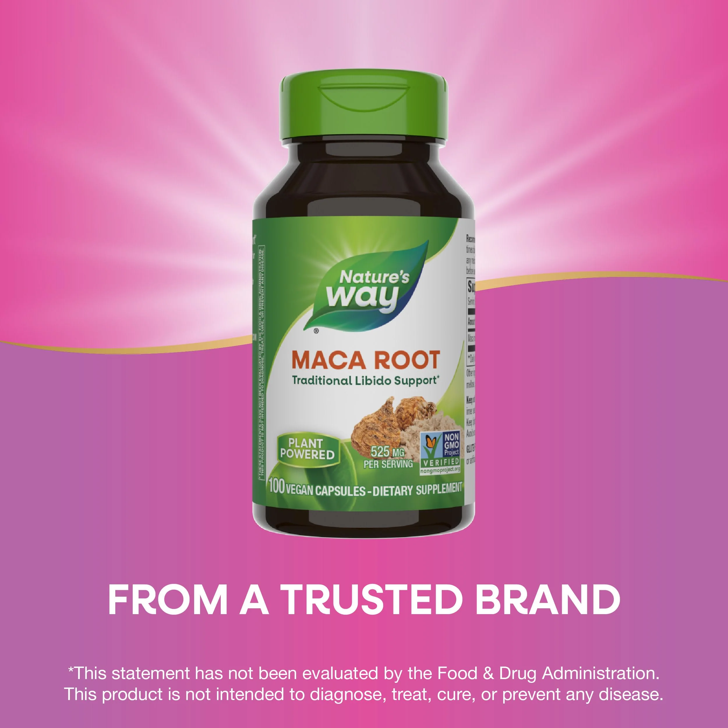 Nature's Way Maca Root, Traditional Libido Support*, 525 mg per Serving, Non-GMO Project Verified, 100 Vegan Capsules (Packaging May Vary) - Image 7
