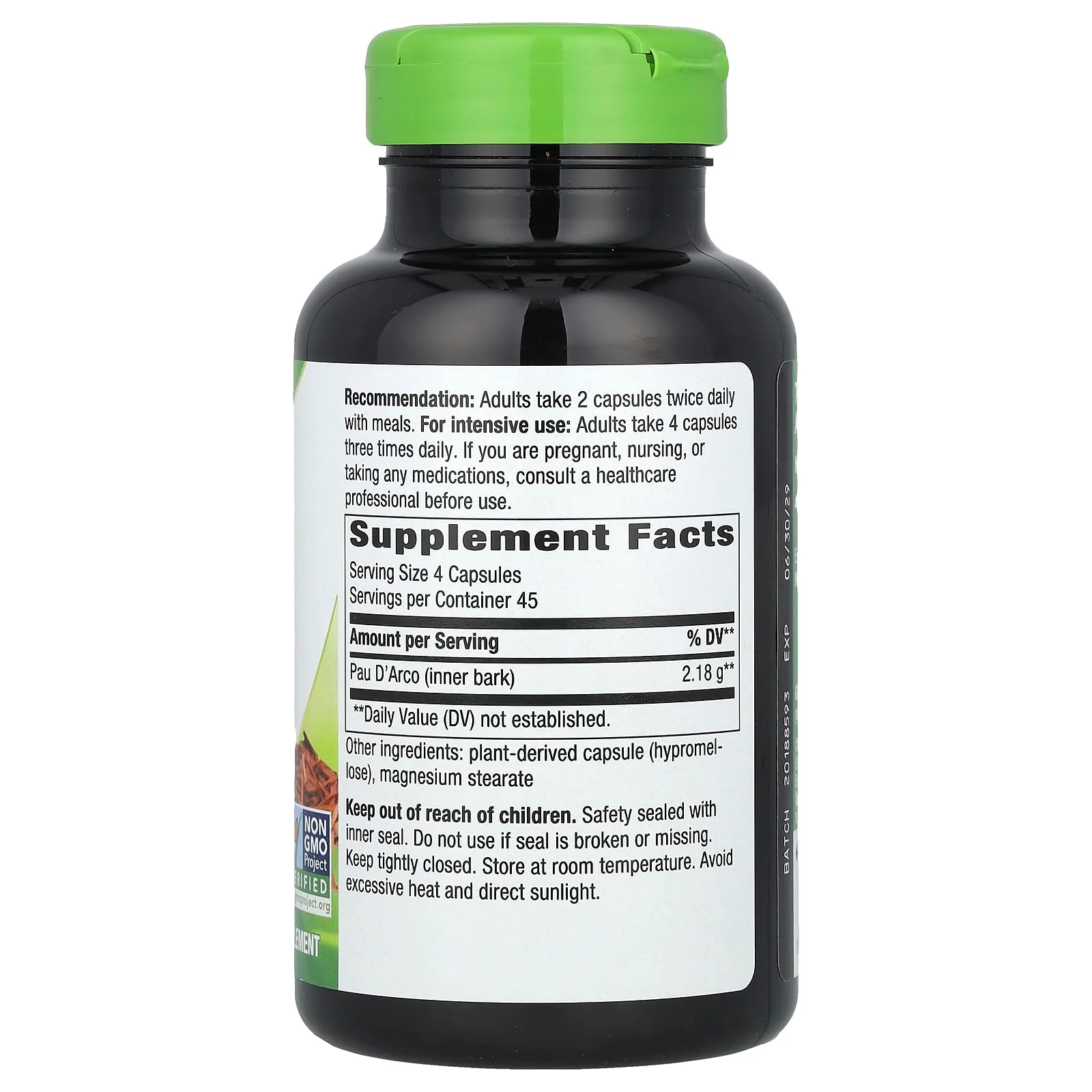 Nature's Way - Pau D'Arco Inner Bark, 545 mg, 180 capsules - Image 2