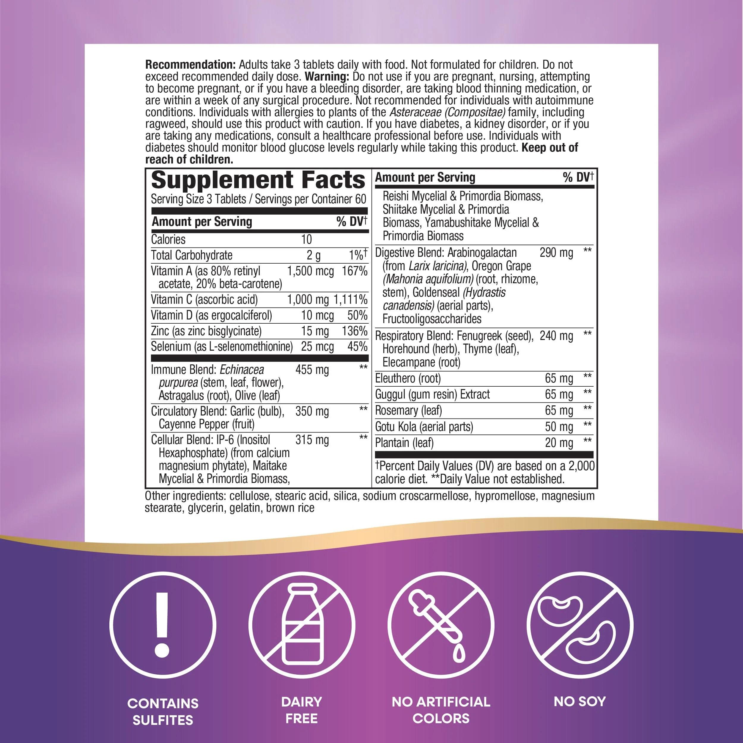Nature's Way Systemwell Ultimate Immune*, with Vitamins C, A, D, Zinc, Selenium, Multi-System Botanical Blends Including Immune, Respiratory, Digestive, & Circulatory, 180 Tablets (Packaging May Vary) - Image 4