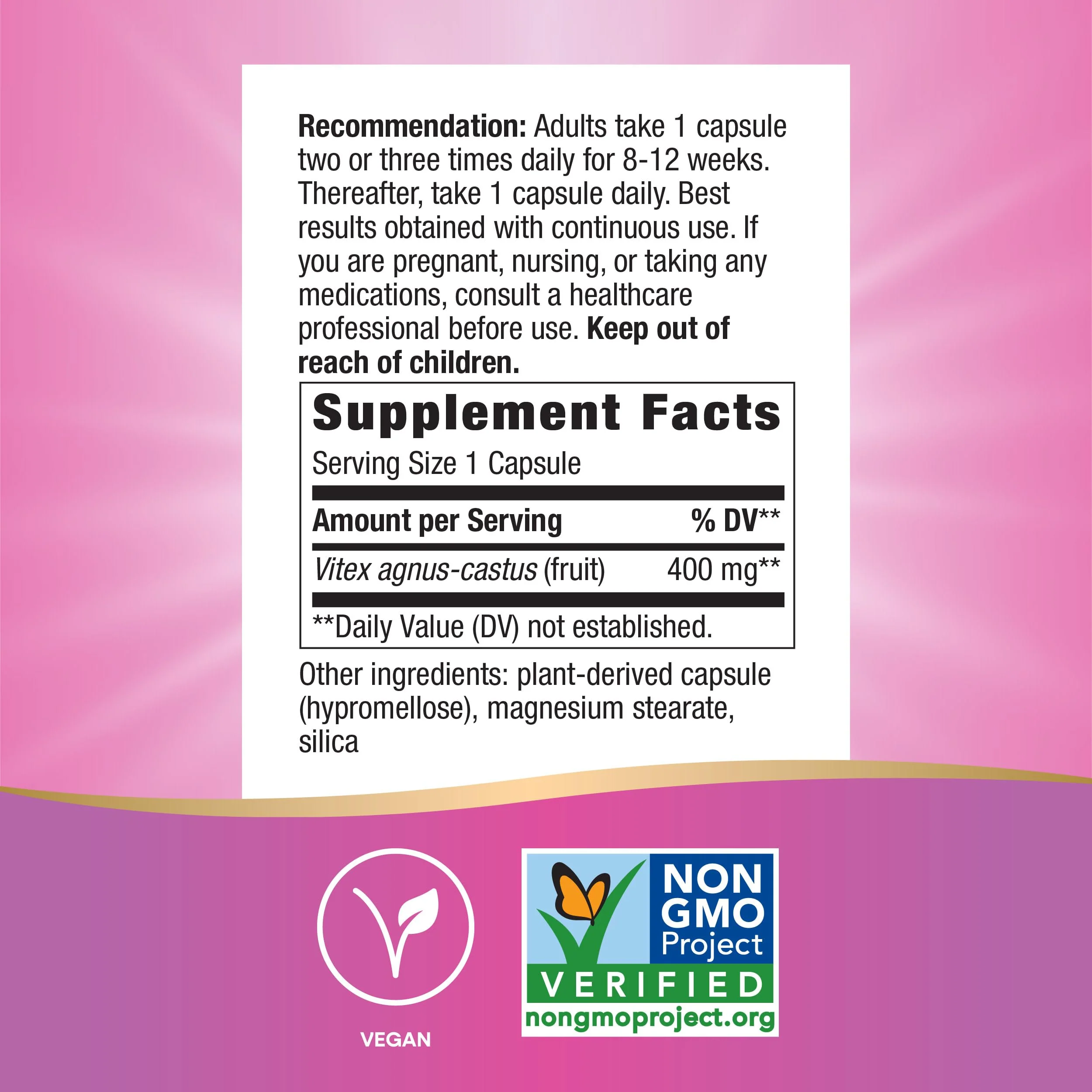 Nature's Way Vitex Fruit, Traditional Menstrual Cycle Support*, Traditional Women's Health Support*, Chasteberry, Vegan, 320 Capsules (Packaging May Vary) - Image 4