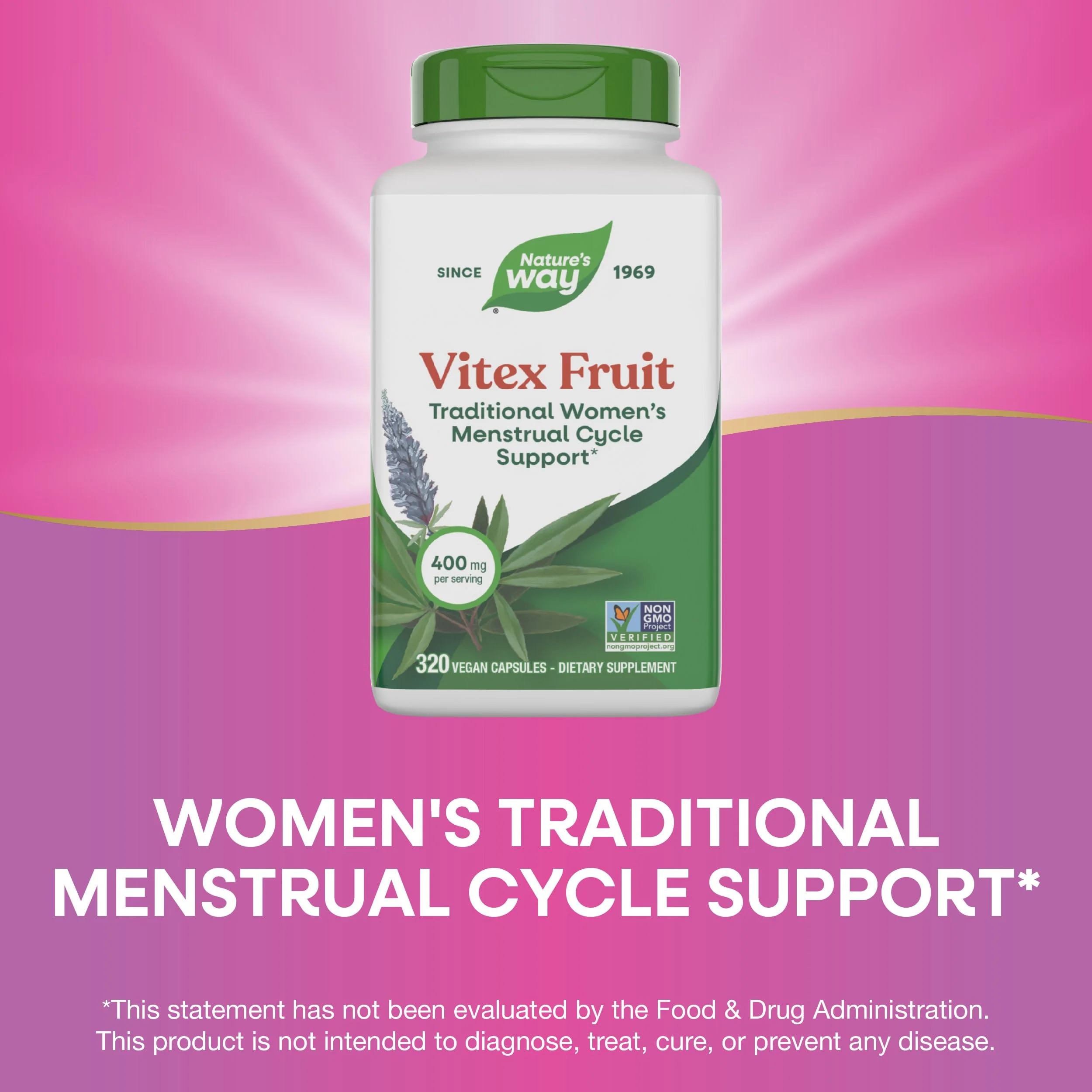 Nature's Way Vitex Fruit, Traditional Menstrual Cycle Support*, Traditional Women's Health Support*, Chasteberry, Vegan, 320 Capsules (Packaging May Vary) - Image 5