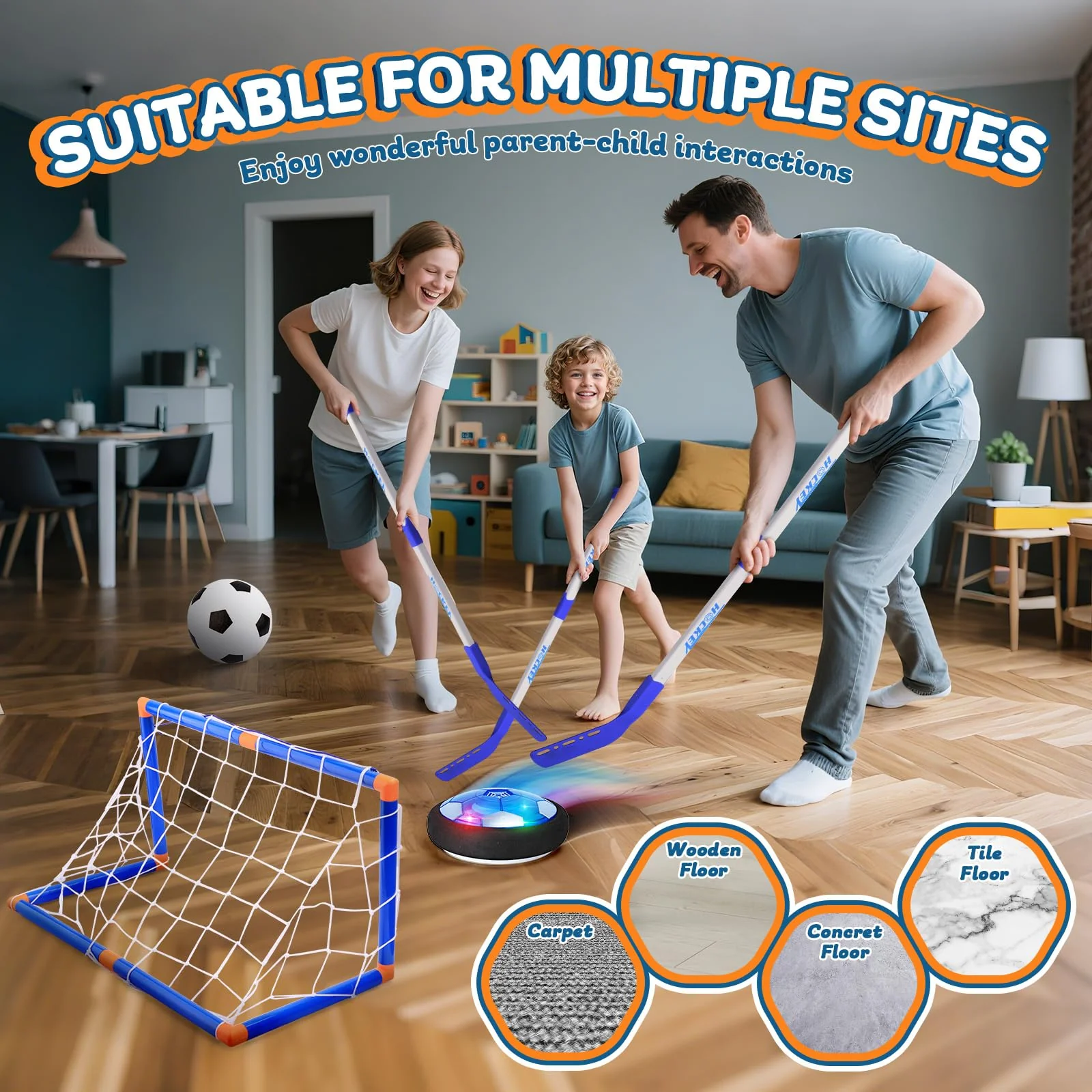 Nazano 3-in-1 Hover Soccer Ball, Kids Toddler Hockey Set with LED Lights,Indoor Outdoor Toys for Kids, Soccer Gift for Boys 6-8 8-12, Birthday,Kids, Boys Girls Age 6, 7, 8, 9, 10, 11, 12 - Image 8