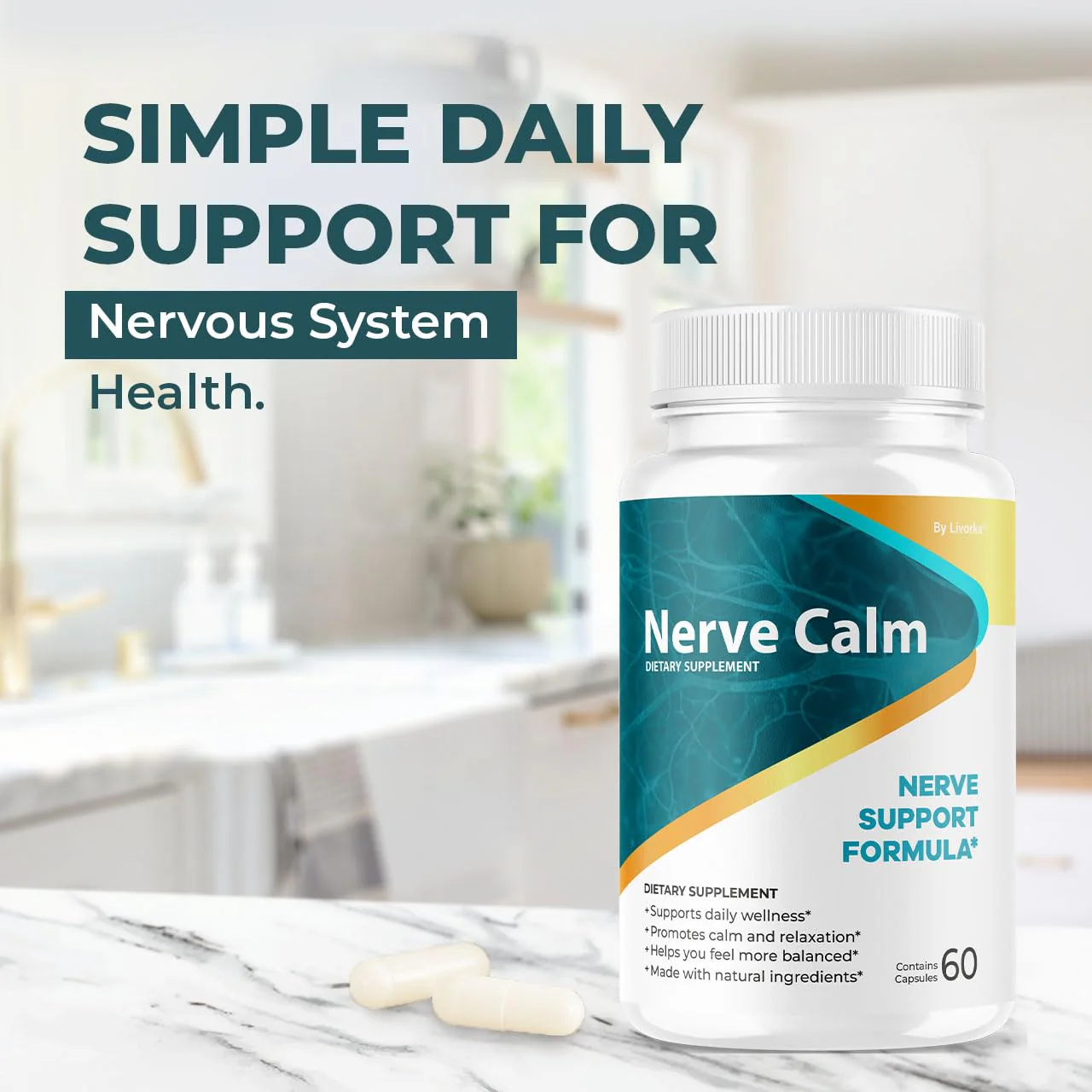 Nerve Calm Capsules - Official NerveCalm Premium Formula Supplement Pills, Advanced Support Formula for Wellness & Overall Health, All Natural Nerve Calm Reviews, 30 Capsules for 1 Month - Image 6