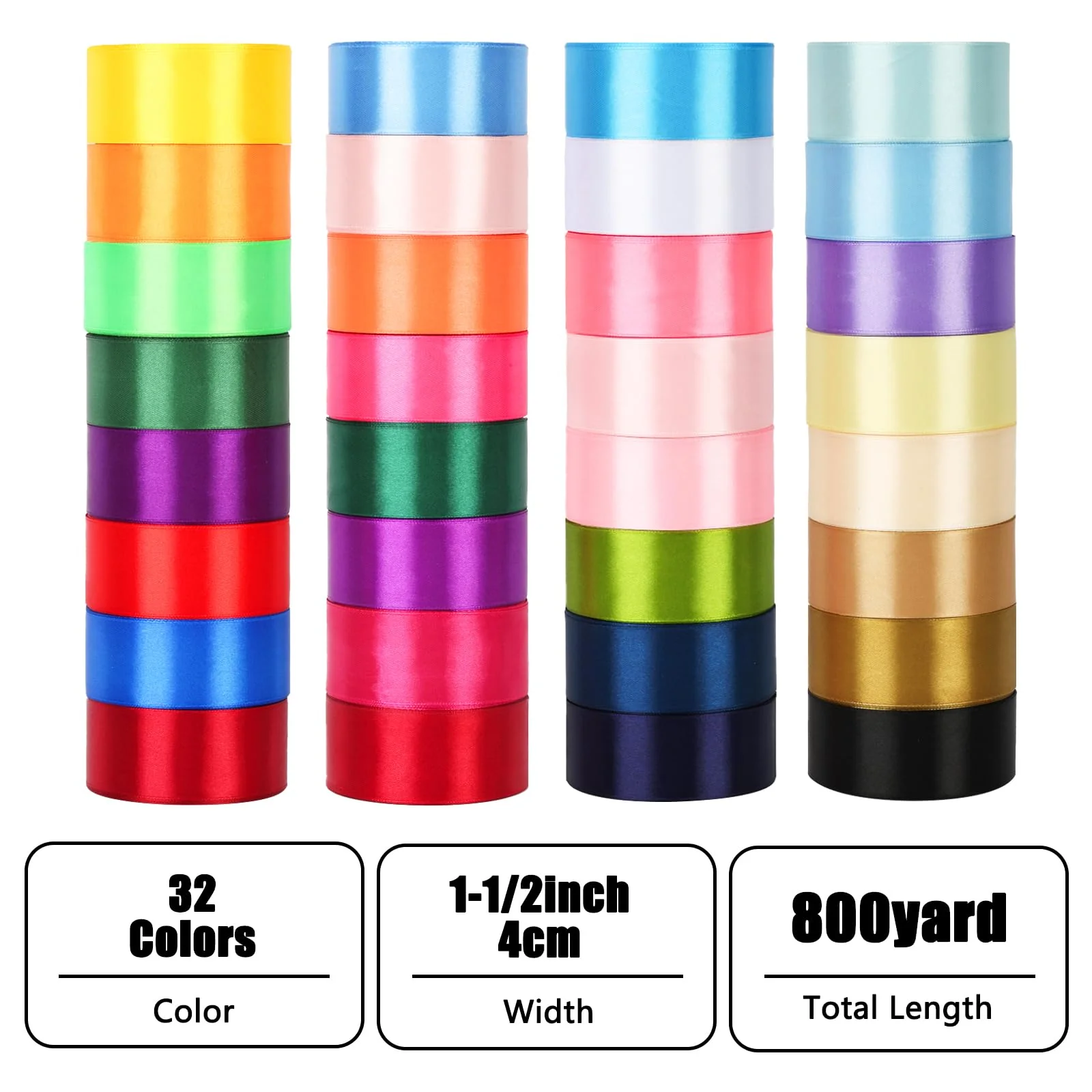 NESCCI 800 Yards Ribbon,1-1/2 Inch Satin Ribbon,Single Face Satin Ribbons, Perfect for Gift Wrapping,Wedding Decoration,Handmade Bows,Wrapping Bouquet and More - Image 6