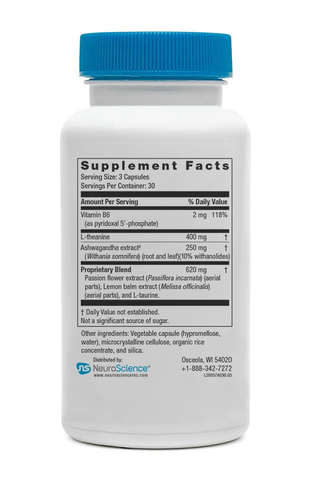 NeuroScience Alpha GABA Supplement - Non-Drowsy Calm Aid with Vitamin B6, Lemon Balm, Sensoril Ashwagandha & L Theanine Supplement - Help Soothe Anxiousness, Day or Night (90 Capsules) - Image 2