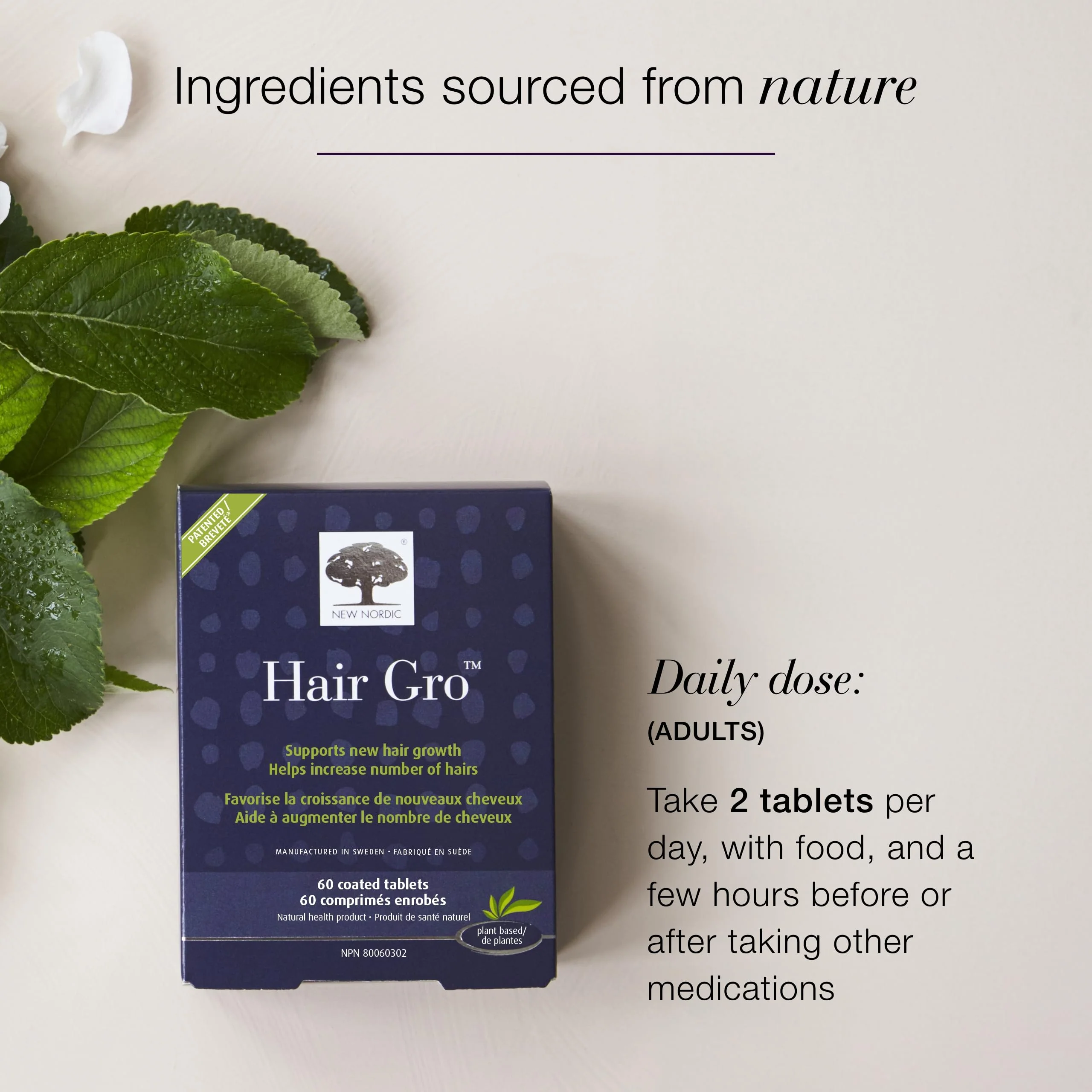 NEW NORDIC Hair GRO, Hair Growth Supplement, Biotin & Palm Fruit Extract Tocotrienols for Natural Regrowth, 60 Count (Pack of 3) - Image 4