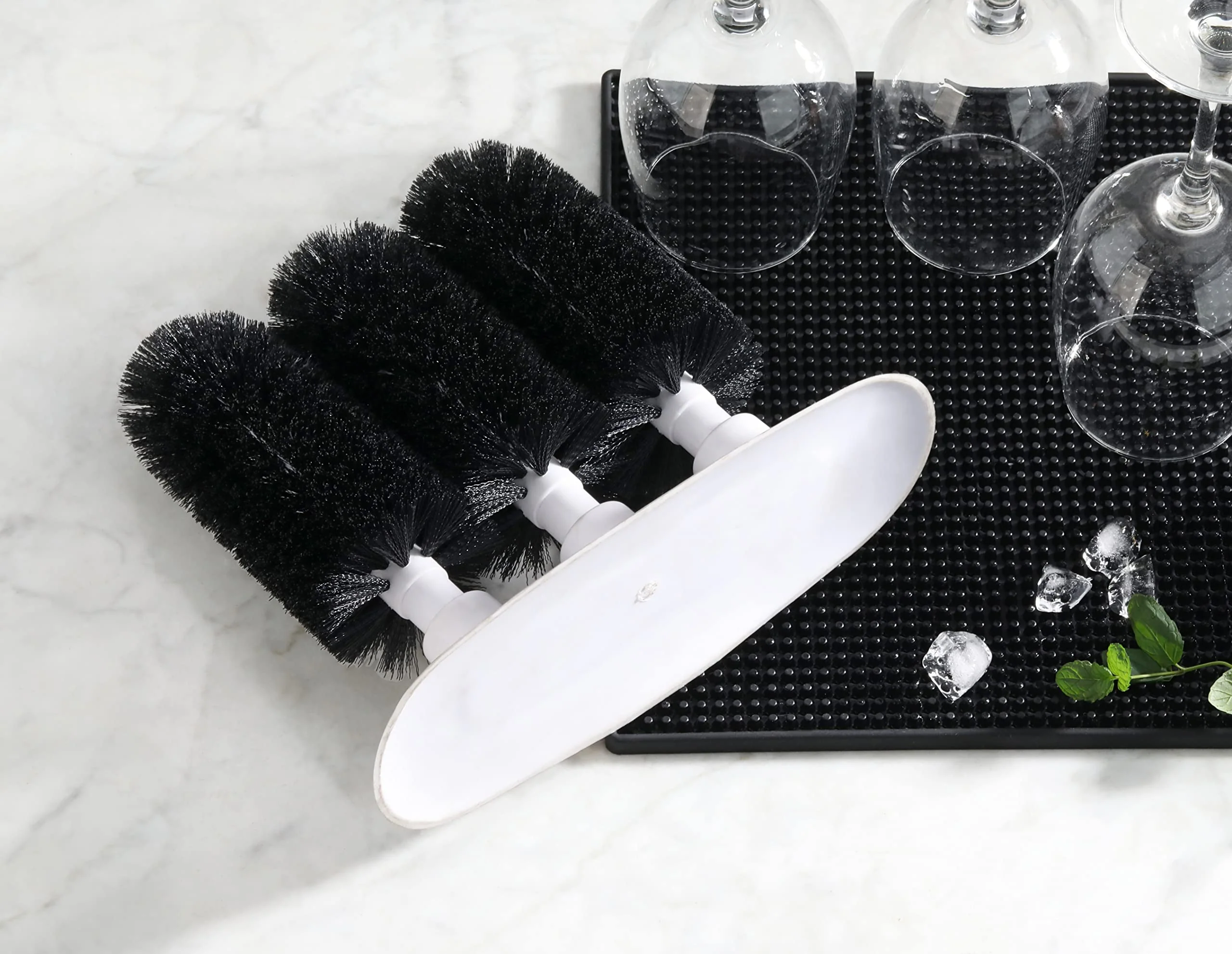 New Star Foodservice 54484 Triple Brush Bar Glass Washer - 3 Brushes - Suction Base, Non-Battery - Image 3