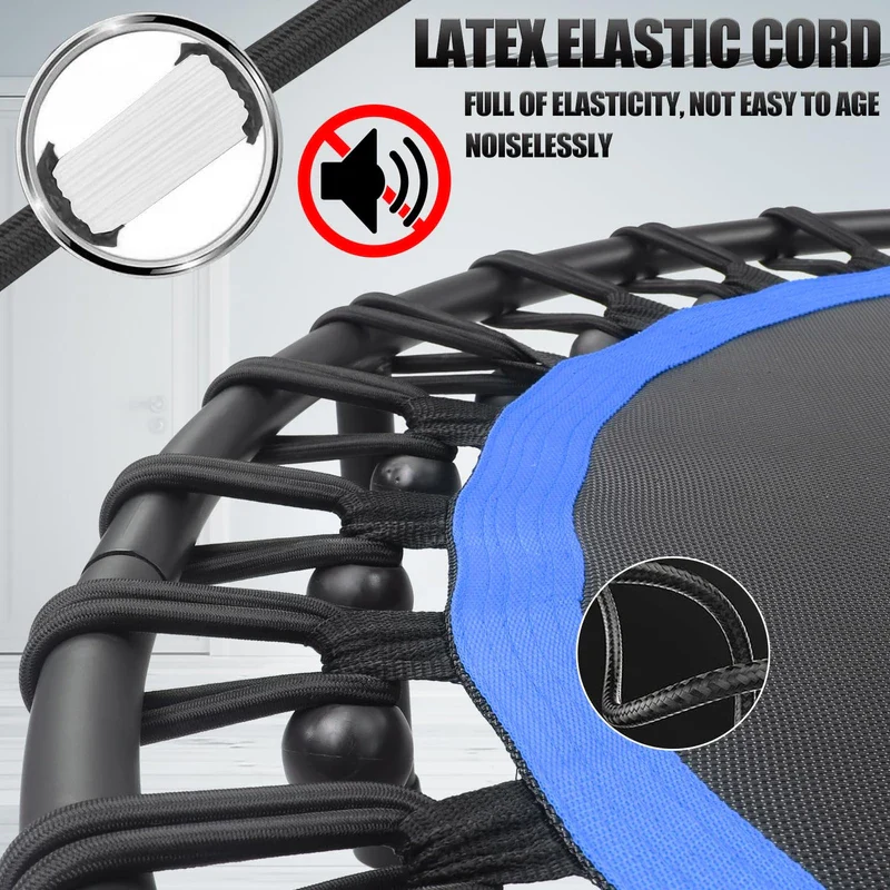 Newan 40'' Silent Fitness Mini Trampoline - Indoor Rebounder for Adults - Best Urban Cardio Jump Fitness Workout Trainer, Covered Bungee Rope System - Max Limit 330 lbs - Image 2