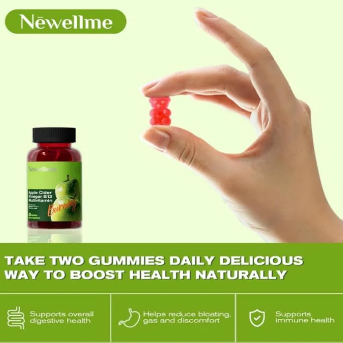 NEWELLME Apple Cider Vinegar Gummies B12 Multivitamin,ACV Supplement Gummy Vitamins,Vegetarian Supplement for Women & Men,Non GMO,Support Normal Energy Levels & Gut Health 60 Gummies (30Gummies) (30) - Image 6