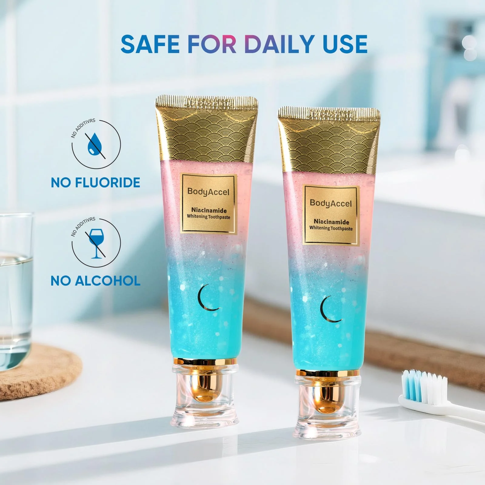 Niacinamide Whitening Toothpaste, BodyAccel Niacinamide Intensive Whitening Toothpaste with Natural Gentle Care Deep Stain Removal Clean Peach Flavor, Improves Gum Health, Fresh Breath (1) - Image 3