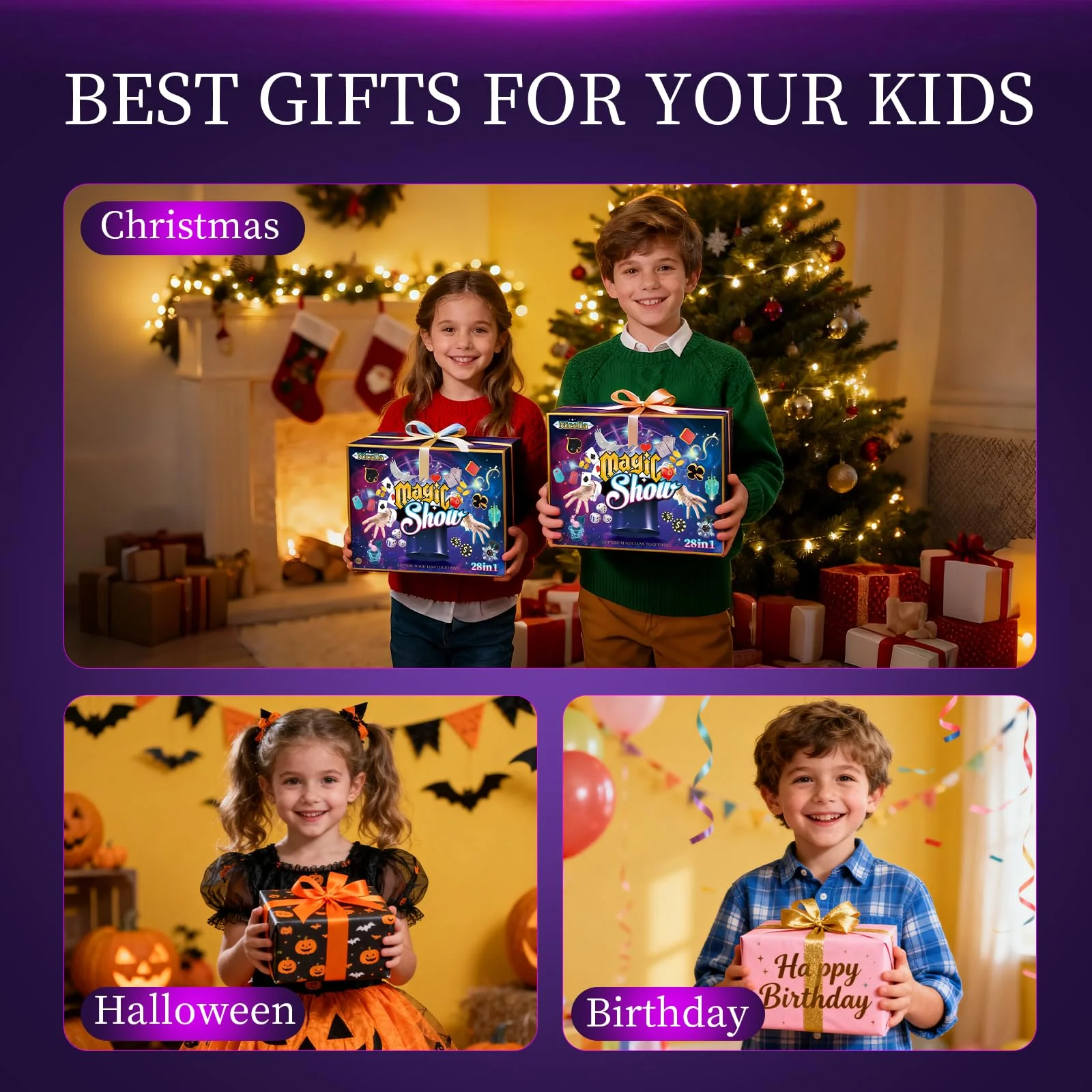 Nicella Magic Kit - 208+Magic Tricks for Kids Age 6-8, Magic Set with Manual and Video for Beginners and Kids, Christmas Halloween Birthday Gifts Toys for Ages 6 7 8 9 10 11 12 Years Old Boys Girls - Image 3