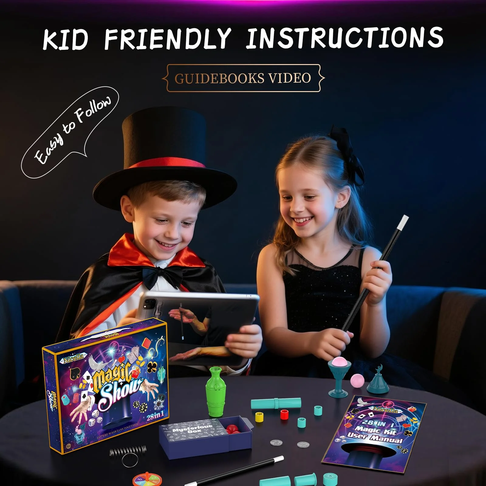 Nicella Magic Kit - 208+Magic Tricks for Kids Age 6-8, Magic Set with Manual and Video for Beginners and Kids, Christmas Halloween Birthday Gifts Toys for Ages 6 7 8 9 10 11 12 Years Old Boys Girls - Image 6