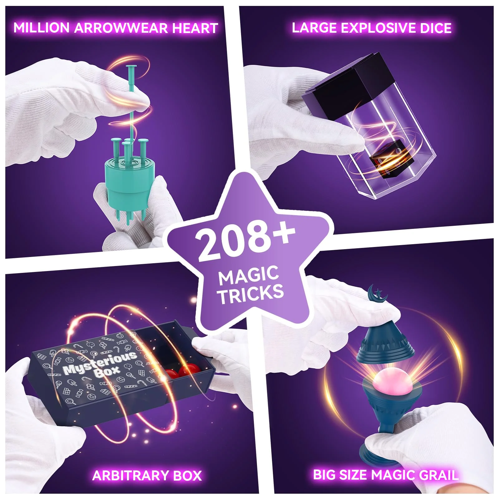 Nicella Magic Kit - 208+Magic Tricks for Kids Age 6-8, Magic Set with Manual and Video for Beginners and Kids, Christmas Halloween Birthday Gifts Toys for Ages 6 7 8 9 10 11 12 Years Old Boys Girls - Image 8