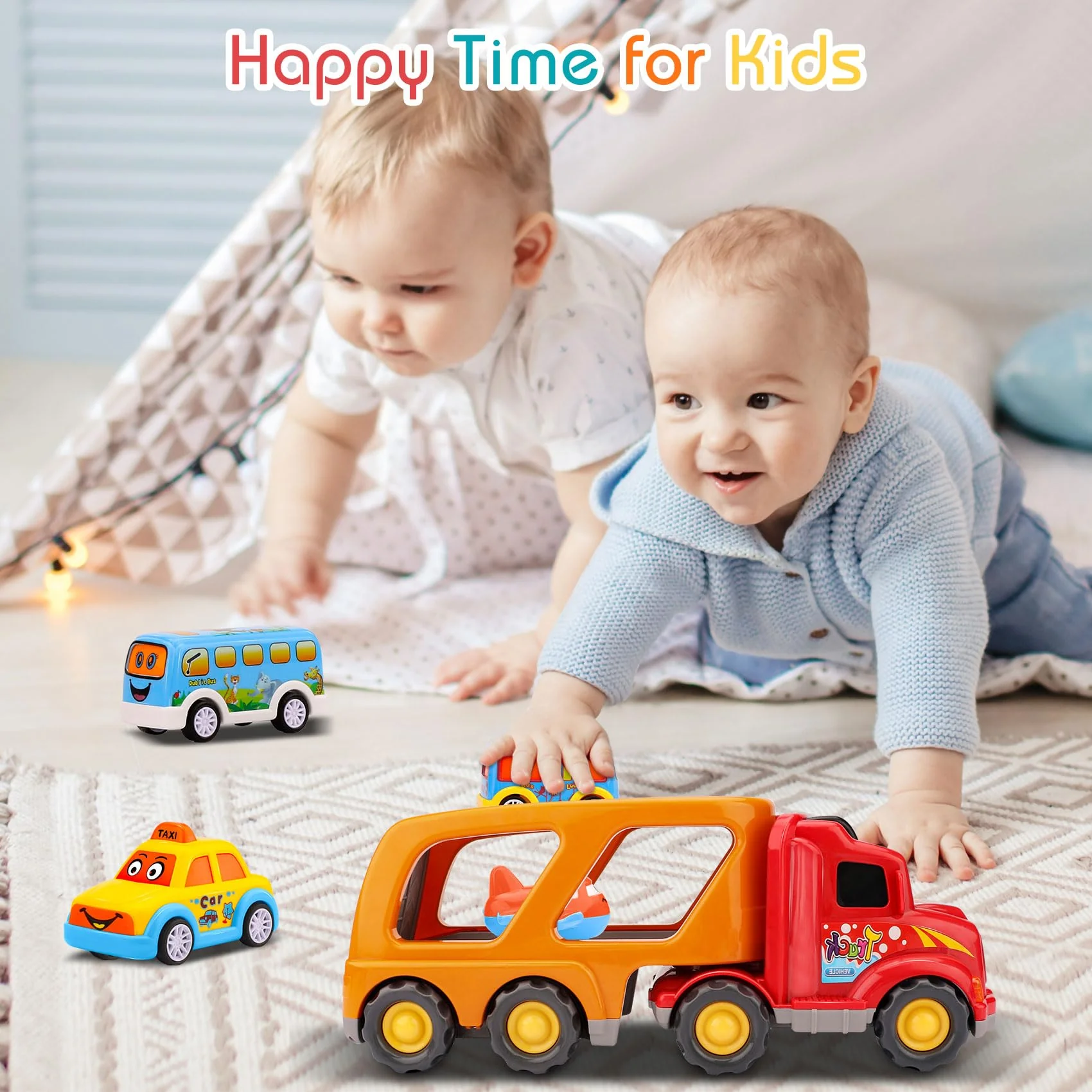 Nicmore Carrier Truck Toddler Toys Car: Transport Toy for 1 2 3 4 Year Old Boys Girls 18 Month 5-in-1 Kid Playset Gifts for Preschool Birthday Christmas - Image 7