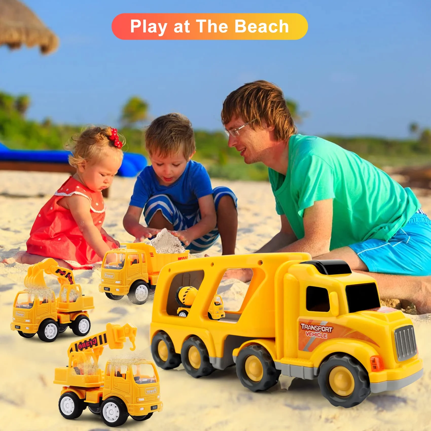 Nicmore Construction Truck Toddler Toys Car: Toys for 1 2 3 4 Year Old Boy 5 in 1 Carrier Toys for Kids Age 1-3 2-4| 18 Months 2 Year Old Boy Christmas Birthday Gifts - Image 6