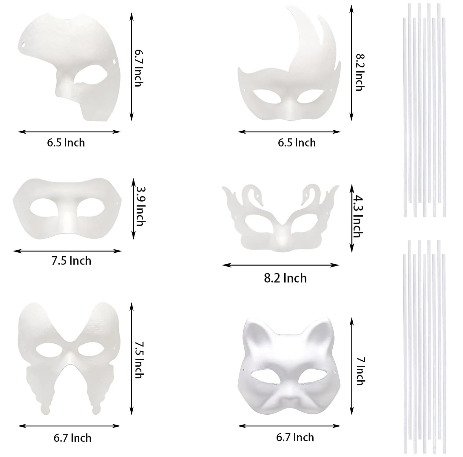 Nicunom 30 Pack Paper Mache Art Masks, DIY Blank Masks Paintable Masquerade Mask White Half Face Masks Costume Craft Mask for Art Party Mardi Gras Cosplay Dance Halloween Christmas - Image 8