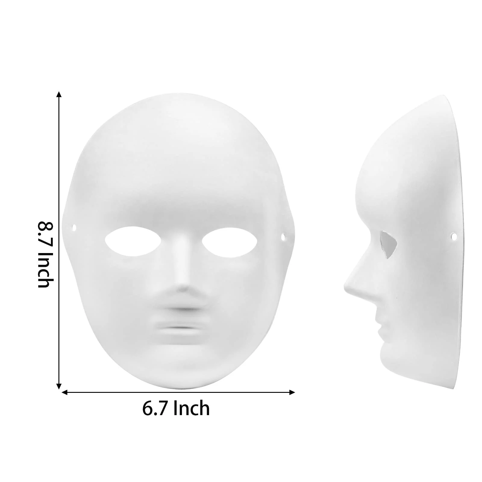 Nicunom 40 Pack DIY Full Face Masks, 2 Sizes Paintable White Plain Masks, Paper Mache Mask for Cosplay Halloween Christmas Mardi Gras Masquerade Dance Party, Blank Costume Masks - Image 7