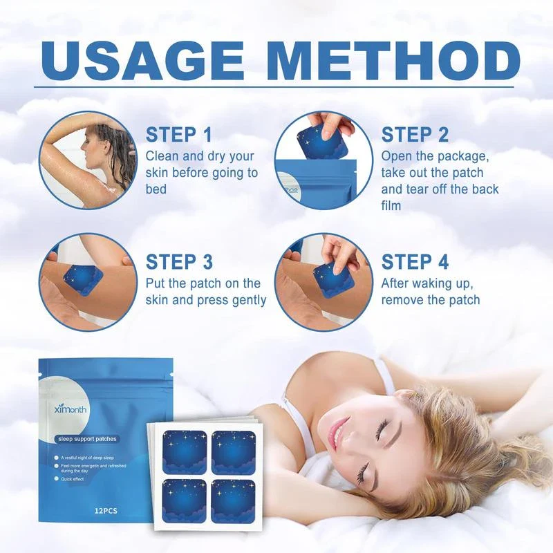 Night Relaxation Sleeping Patch, 12pcs/set Good Night Sleep Aid Patches For Stress Relief, Deep Sleep Patch For Body Relaxation Patch, Personal Care Product - Color: Blue, Specification: 12pcs - Image 4