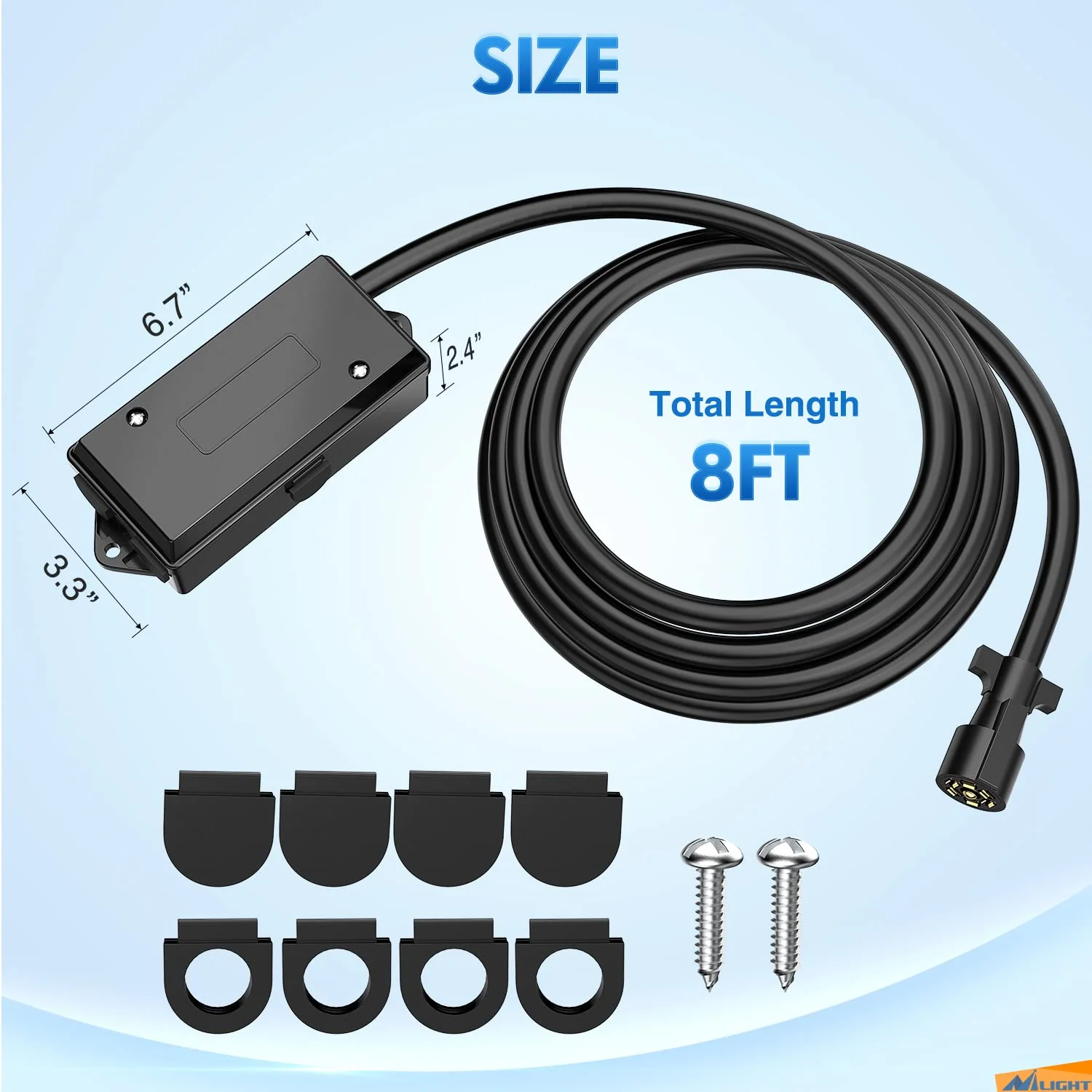 Nilight Heavy Duty 7 Way Inline Trailer Plug 8 Feet Connector Cable 7Pin RV Round Extension Wiring Harness Weatherproof Junction Box for RV Towing Car - Image 5