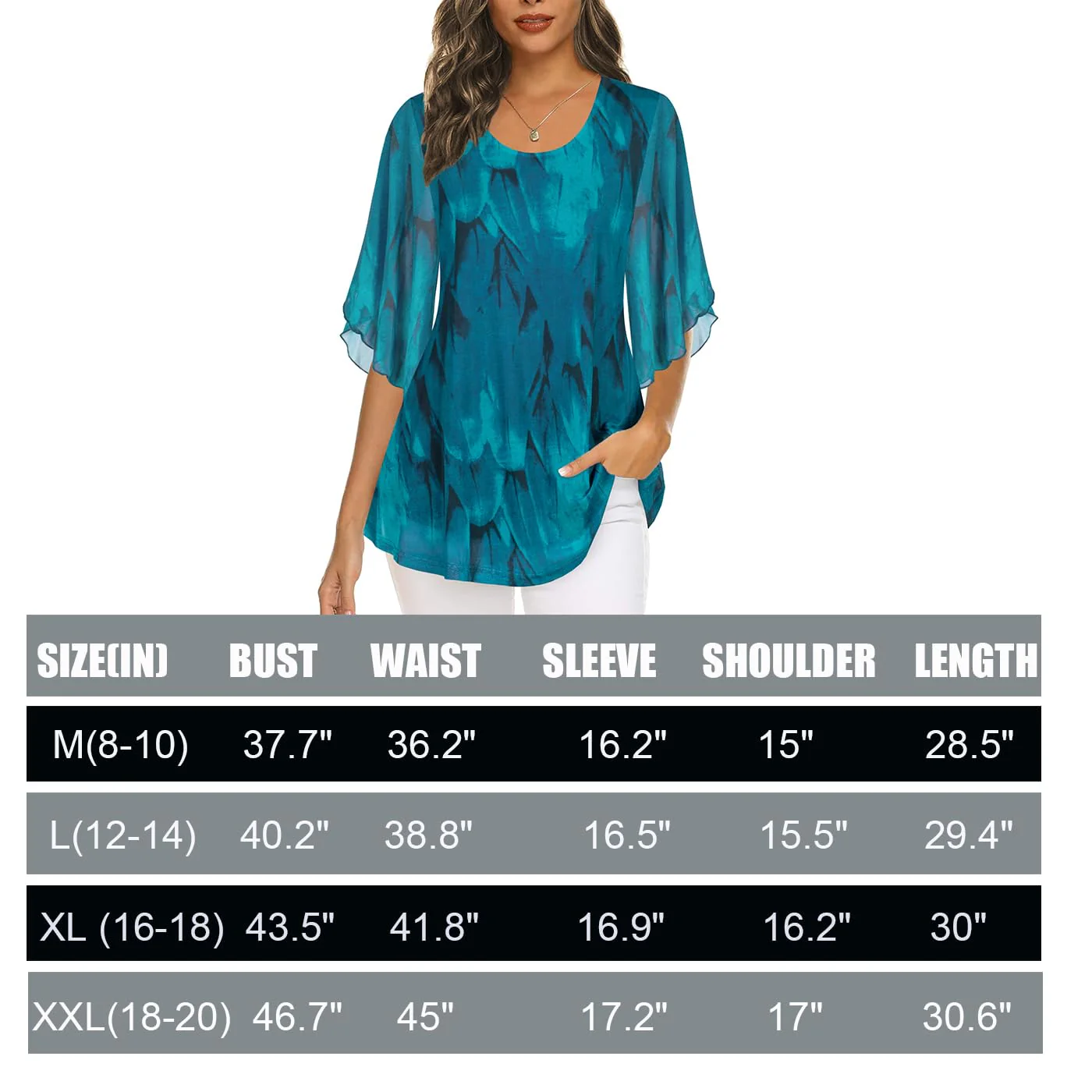 Ninedaily Blouses for Women Business Casual,Summer Short Sleeve Outfits Tops Office Work Blouse Elegant Clothes Formal 2025 Cruise Wear for Women Christmas Holiday Beach Vacation Shirts Tunic Blue XL - Image 2