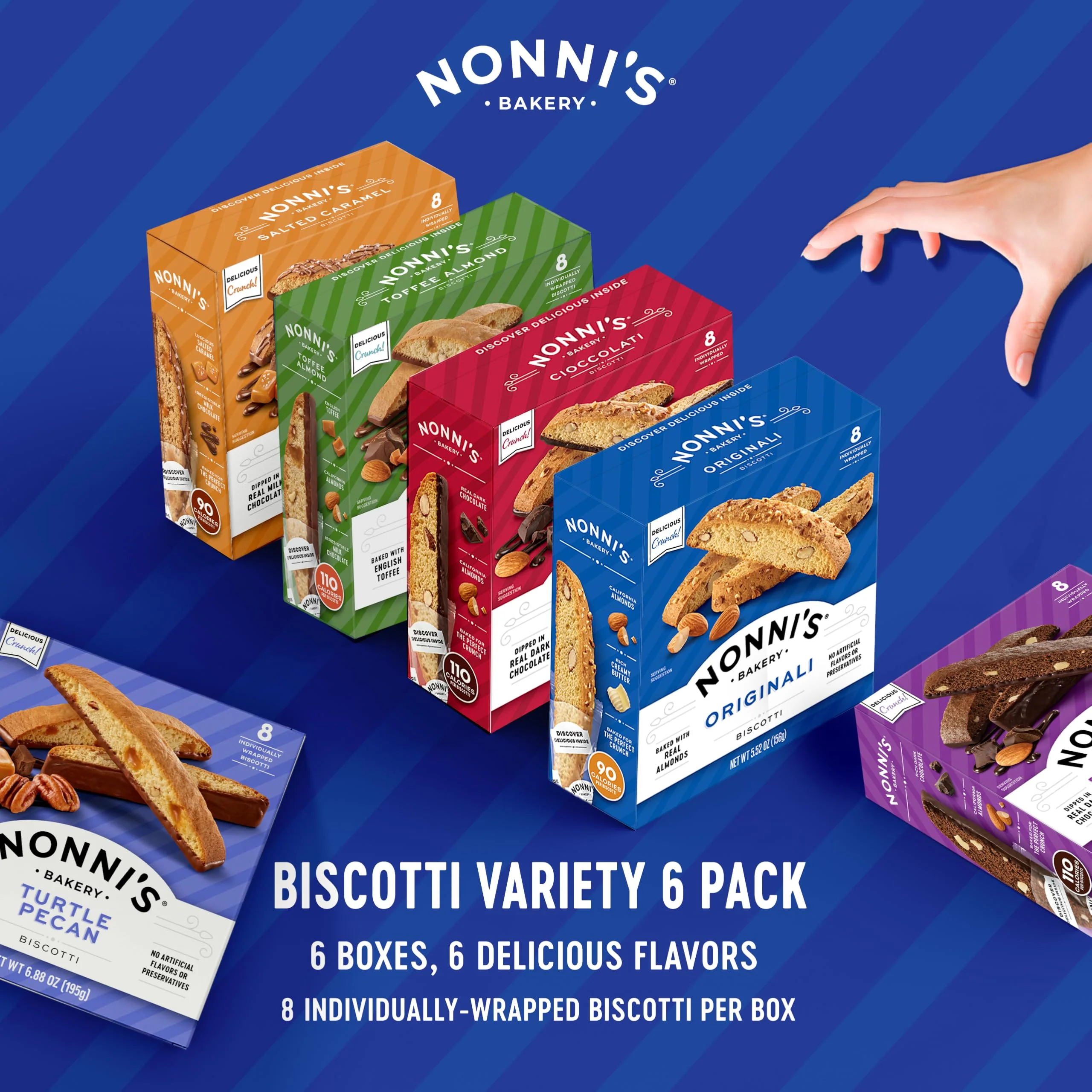 Nonni's Italian Biscotti Variety Pack - 6 Assorted Flavors - Holiday Snack for Christmas Cookies - Cookie Variety Pack - Italian Cookie Assortment - Biscotti Individually Wrapped Cookies - Kosher - Image 7