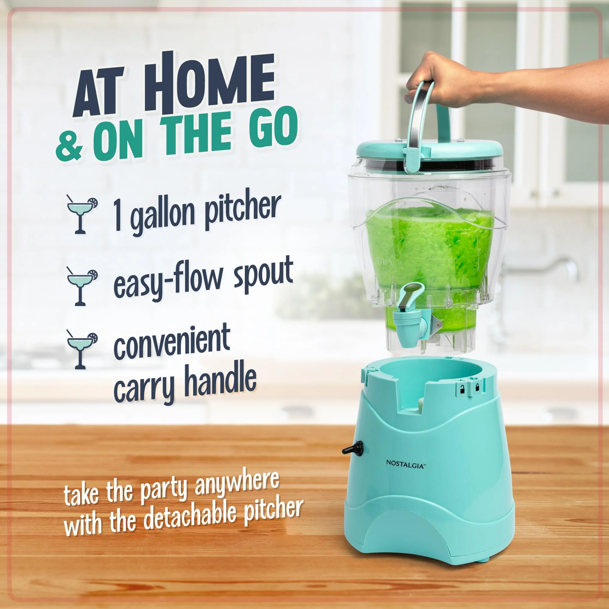 Nostalgia Frozen Drink Maker and Margarita Machine for Home - 128-Ounce Slushy Maker with Stainless Steel Flow Spout - Easy to Clean and Double Insulated - Aqua - Image 7