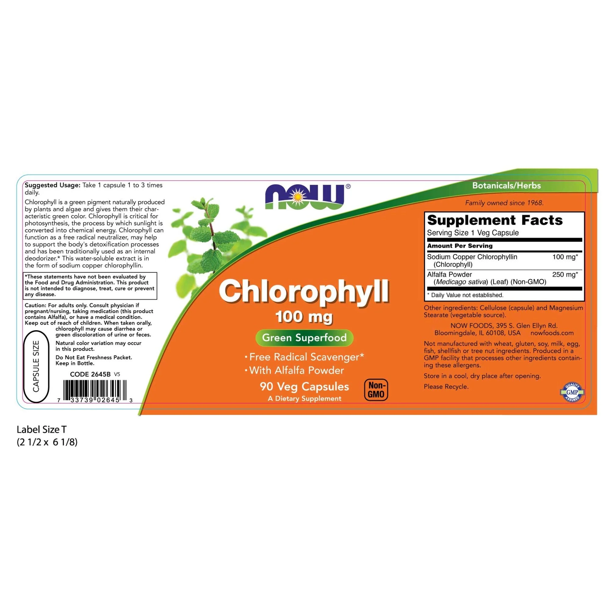 NOW Foods Supplements, Chlorophyll 100 mg with Alfalfa Powder, Green Superfood, 90 Veg Capsules - Image 8