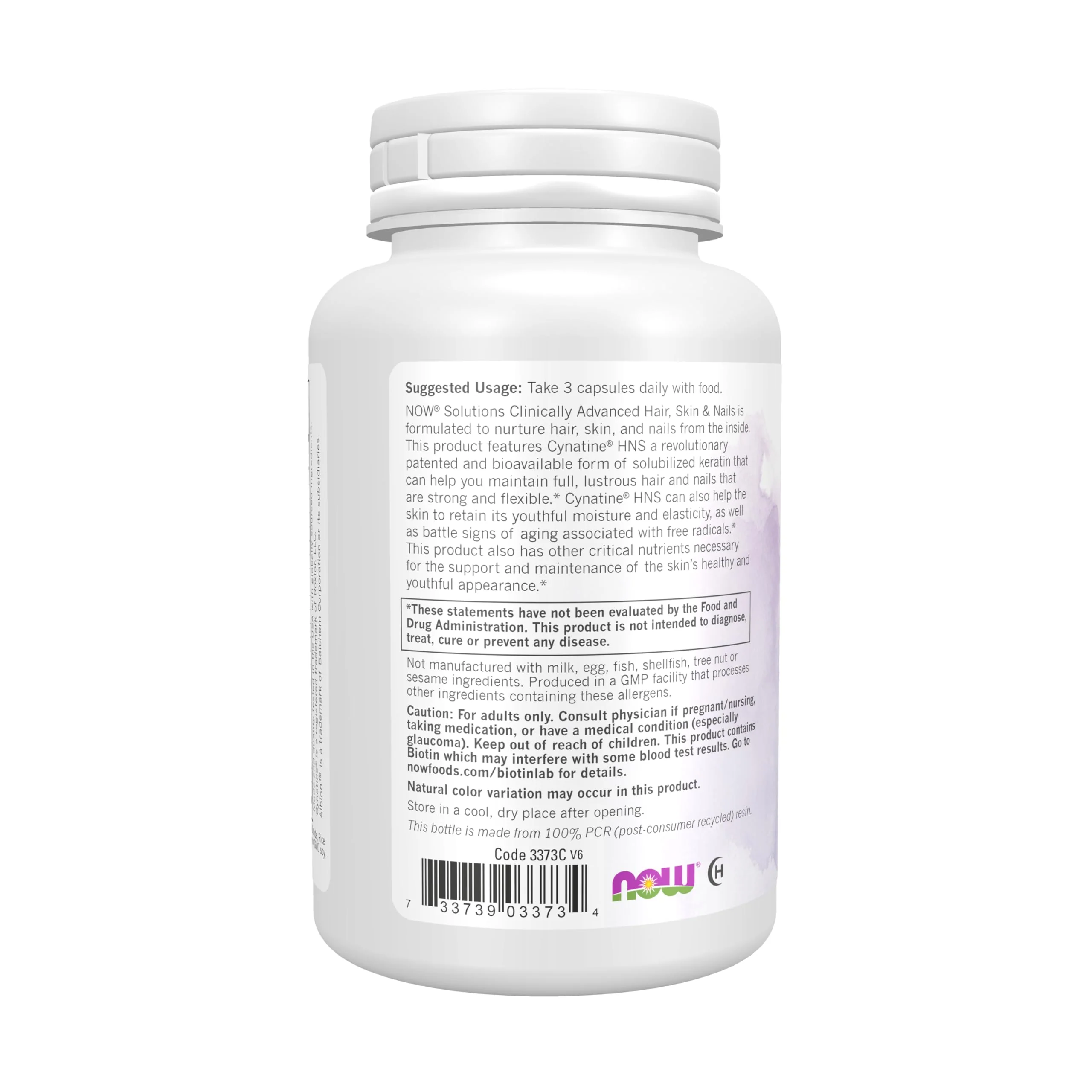 NOW Solutions, Hair, Skin and Nails, Clinically Advanced, Support with Clinically Tested Cynatine®, 90 Veg Capsules - Image 5