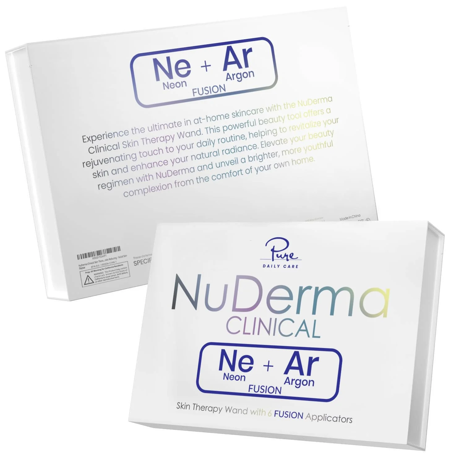 NuDerma Clinical Skin Therapy Wand - Portable Skin Therapy Machine w 6 Fusion Neon + Argon Wands – Anti Aging - Clarifying - Skin Tightening & Radiance - Wrinkle Reducing - Image 2