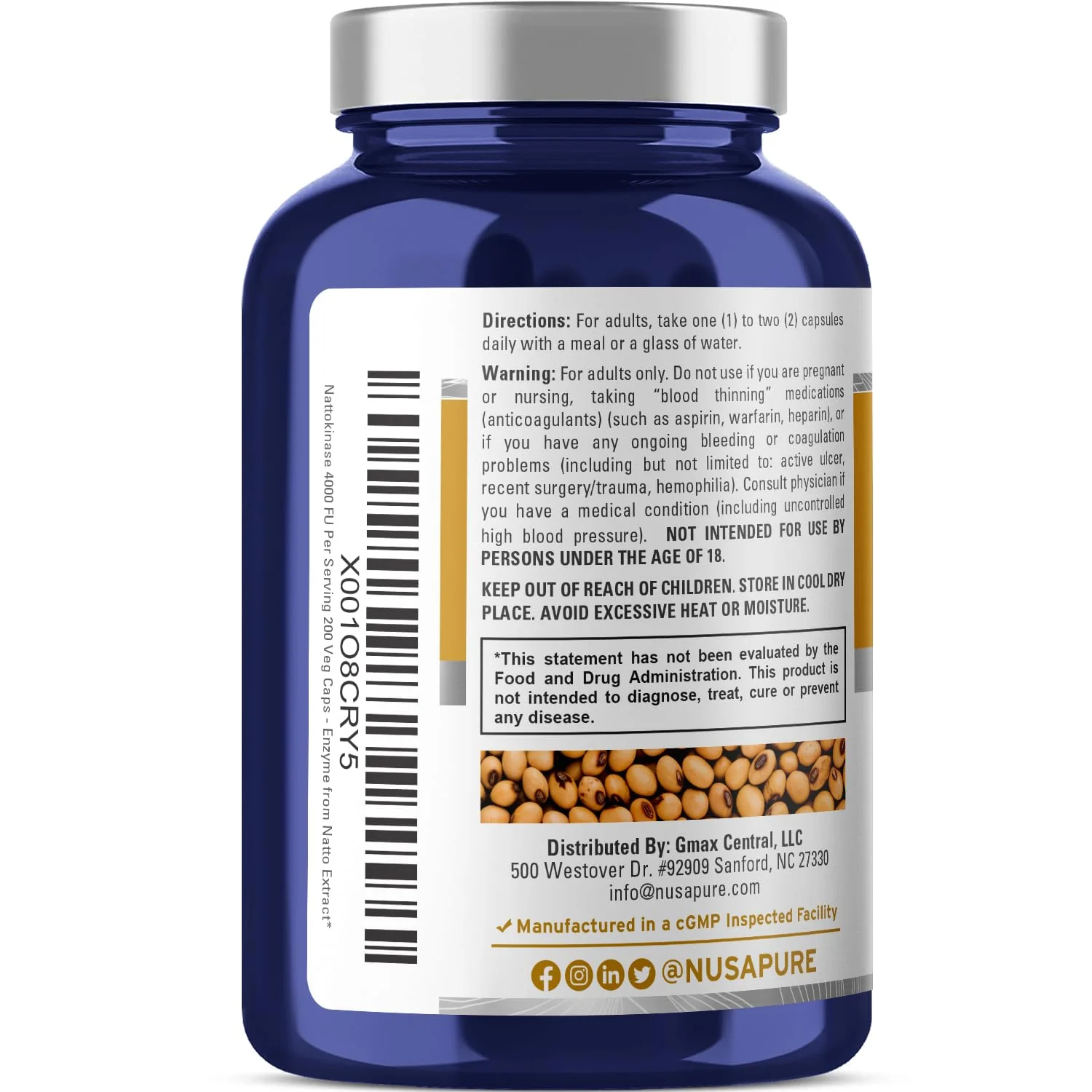 NusaPure Nattokinase 4000 FU 800mg, 200 Veggie Capsules (Vegan, Non-GMO) - Image 8
