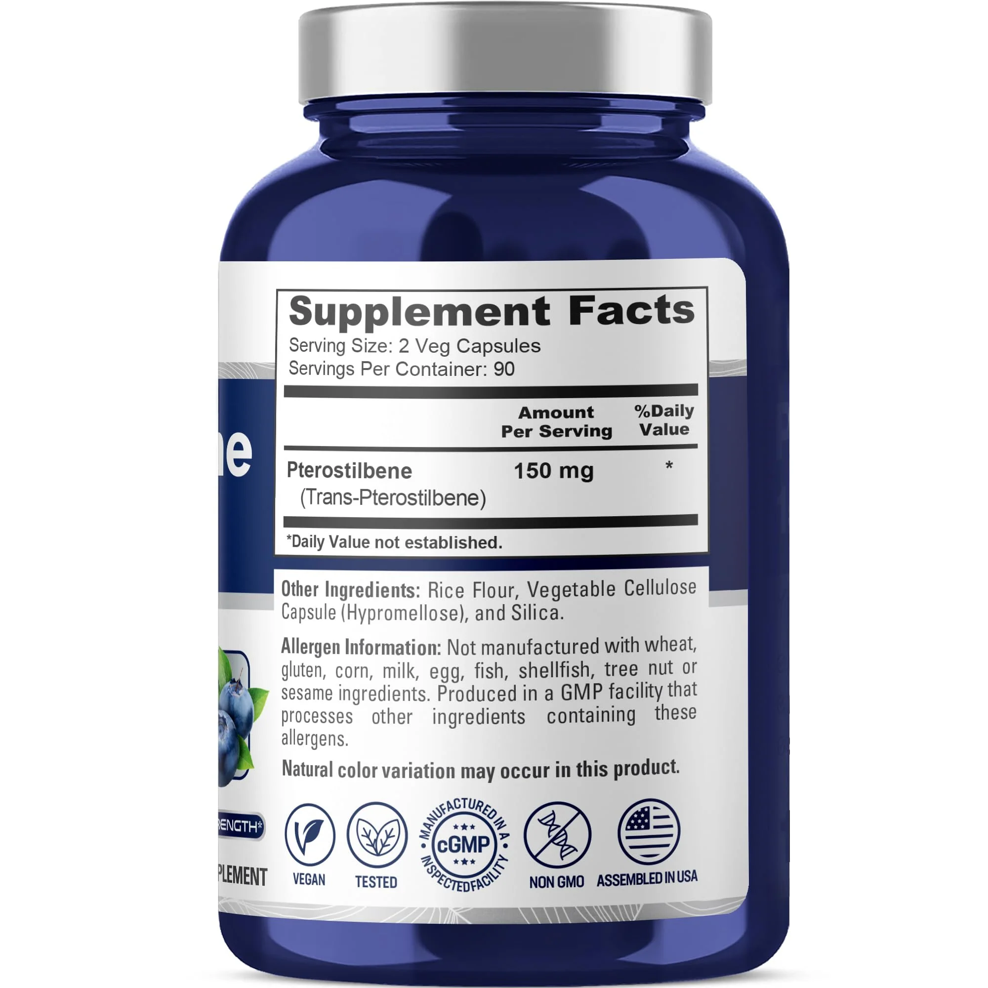 NusaPure Pterostilbene 150mg 180 Veggie Caps (Non-GMO, Vegan) - Image 8