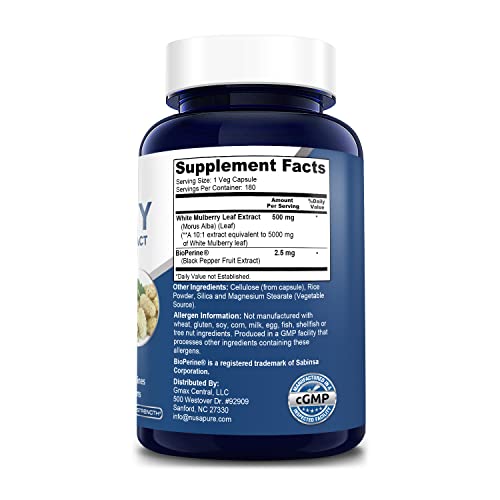 NusaPure White Mulberry Leaf Extract 5,000mg 180 Veggie Caps (Vegetarian, with Bioperine) - Image 9