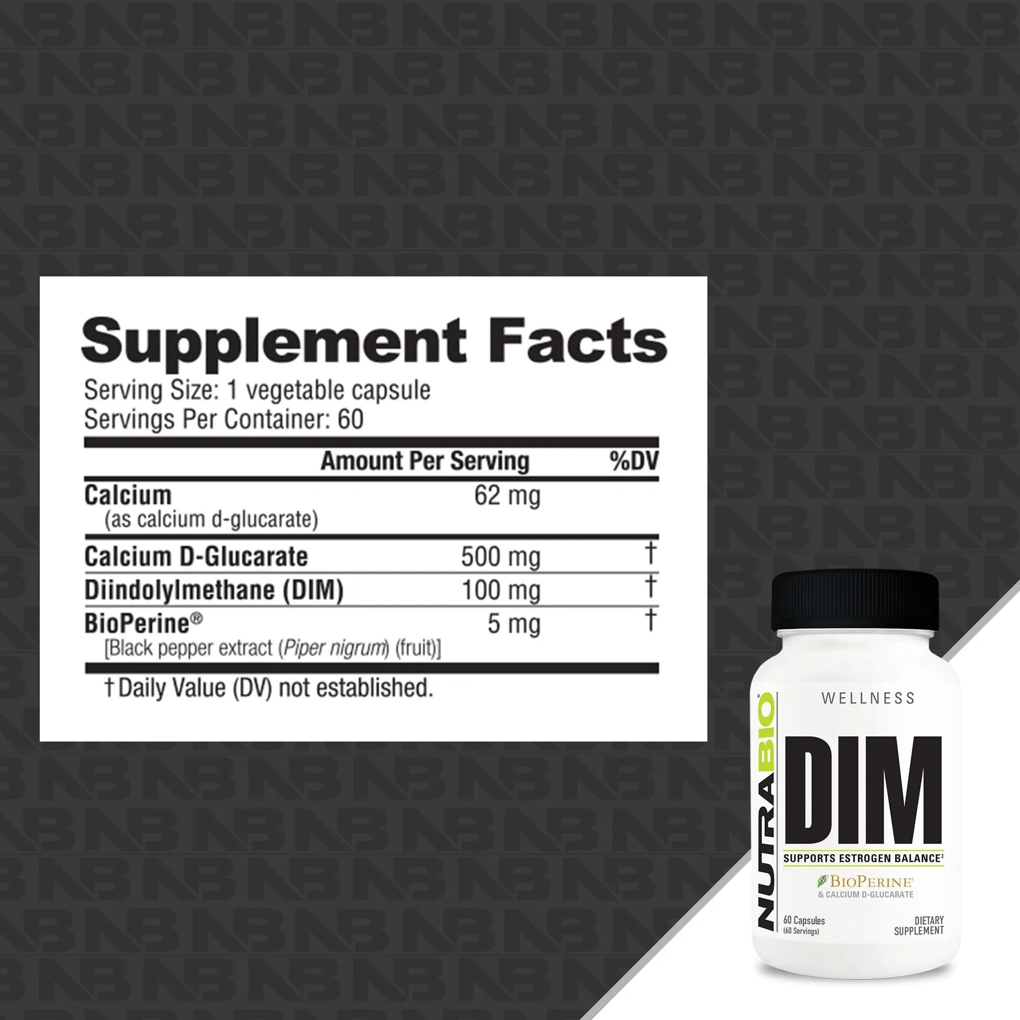 NutraBio DIM Supplement, Supports Estrogen Balance, 100mg - 60 Vegetable Capsules - Image 7